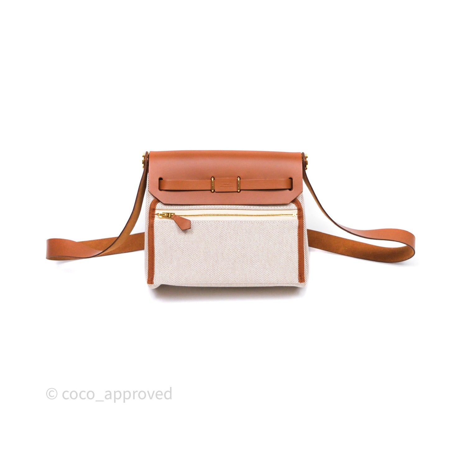 Hermes Mini Herbag 20 Ecru Beige/ Fauve 34 Gold Hardware