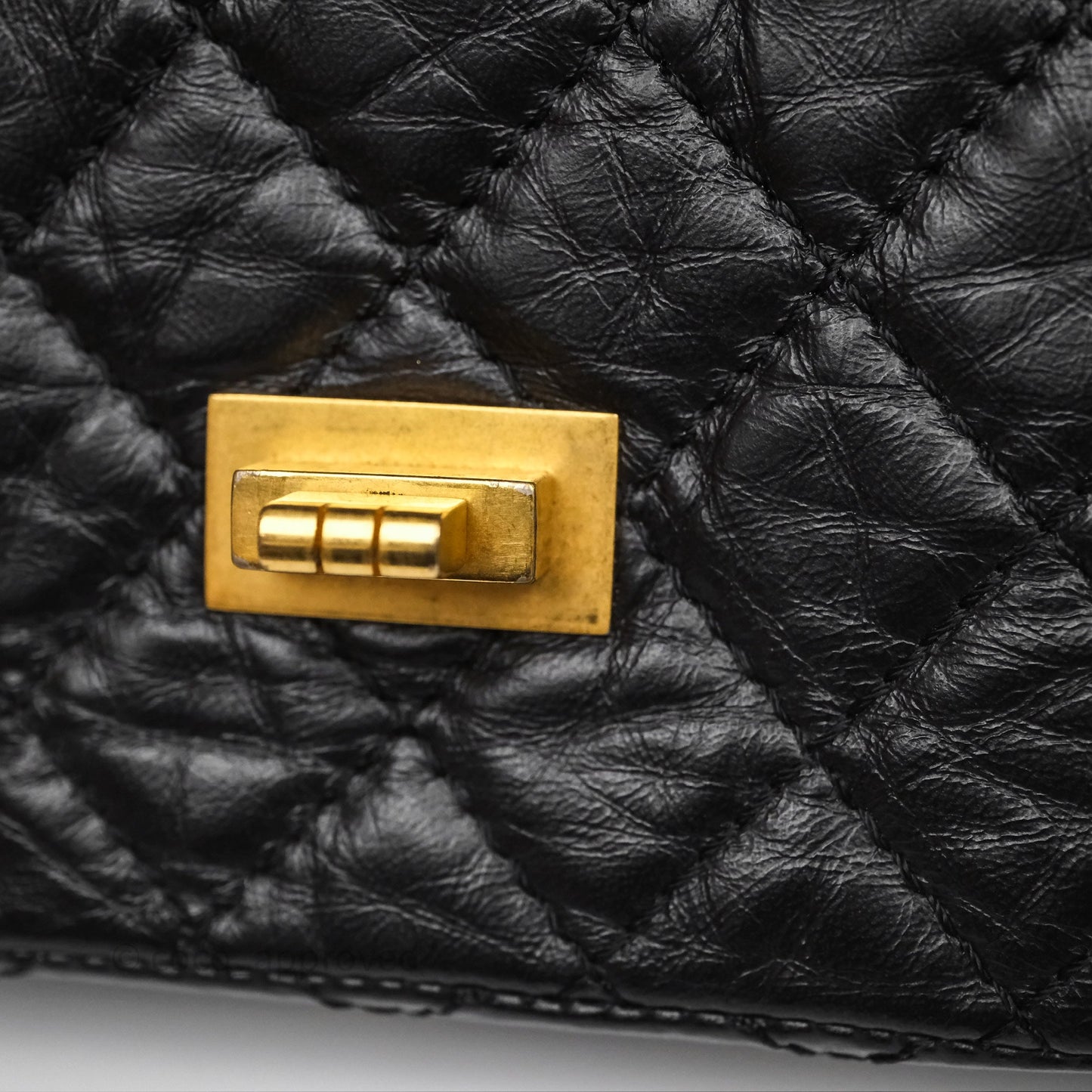 Chanel Mini Reissue 224 Quilted Black Aged Calfskin Aged Gold Hardware