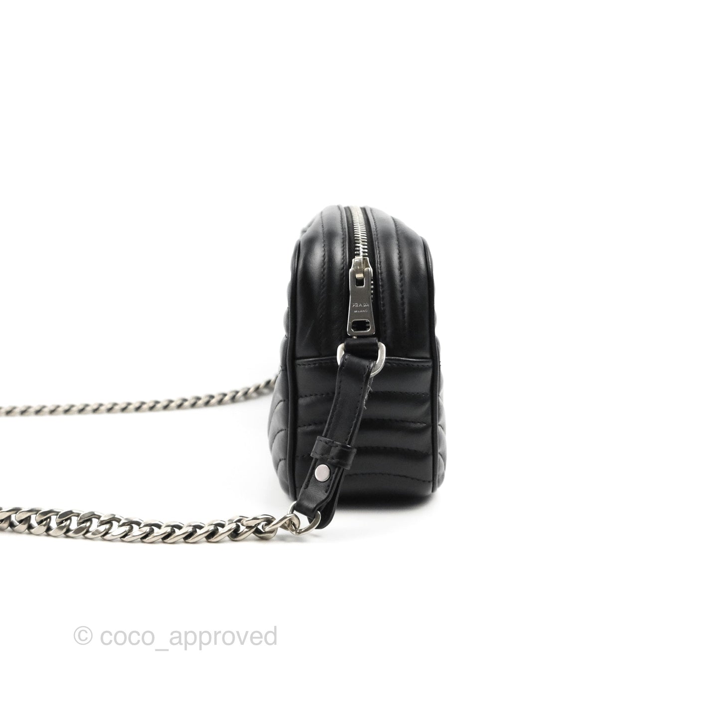 Prada Diagramme Shoulder Bag Black Calfskin