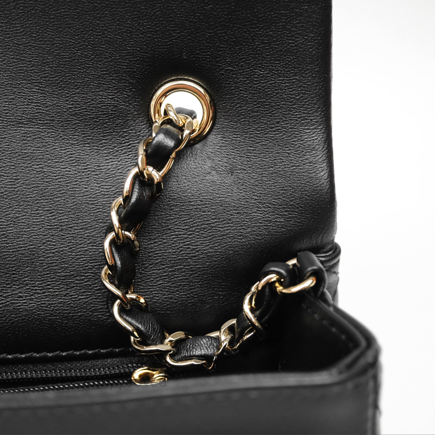 Chanel Mini Flap Bag Black Lambskin/Patent Gold Hardware