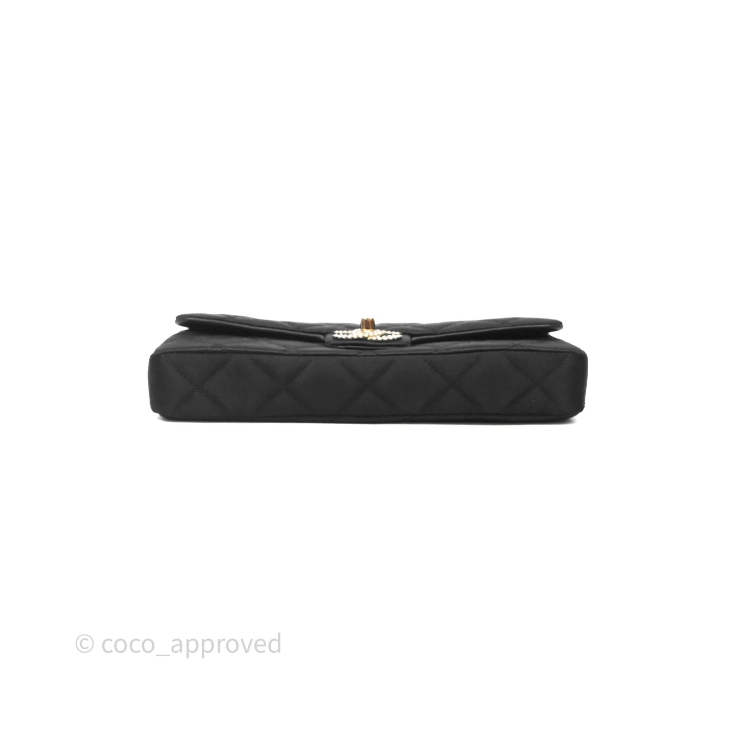 Chanel Pearl CC Clutch with Chain Black Velvet Gold Hardware