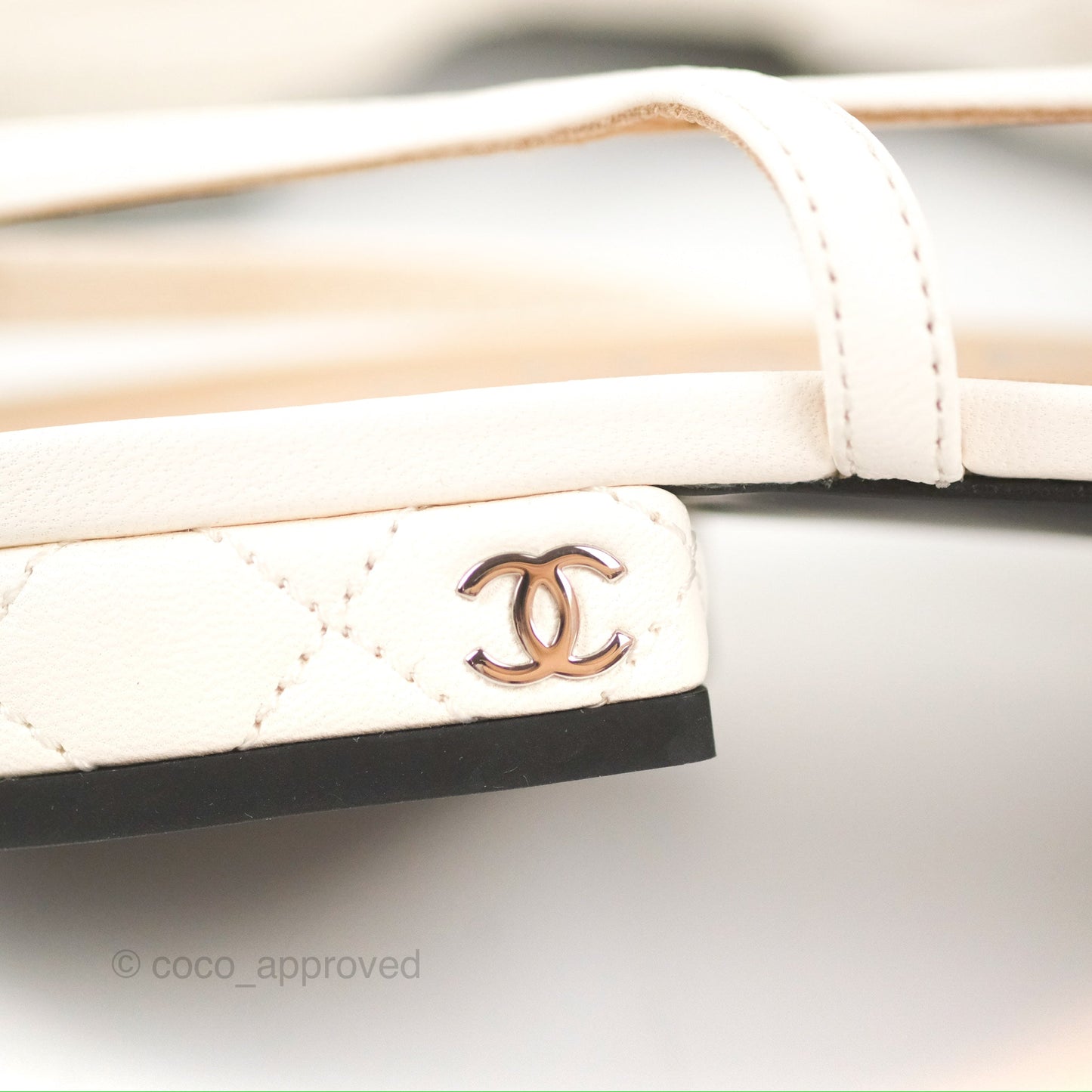 Chanel Slingback Quilted White/Black Leather Size 37