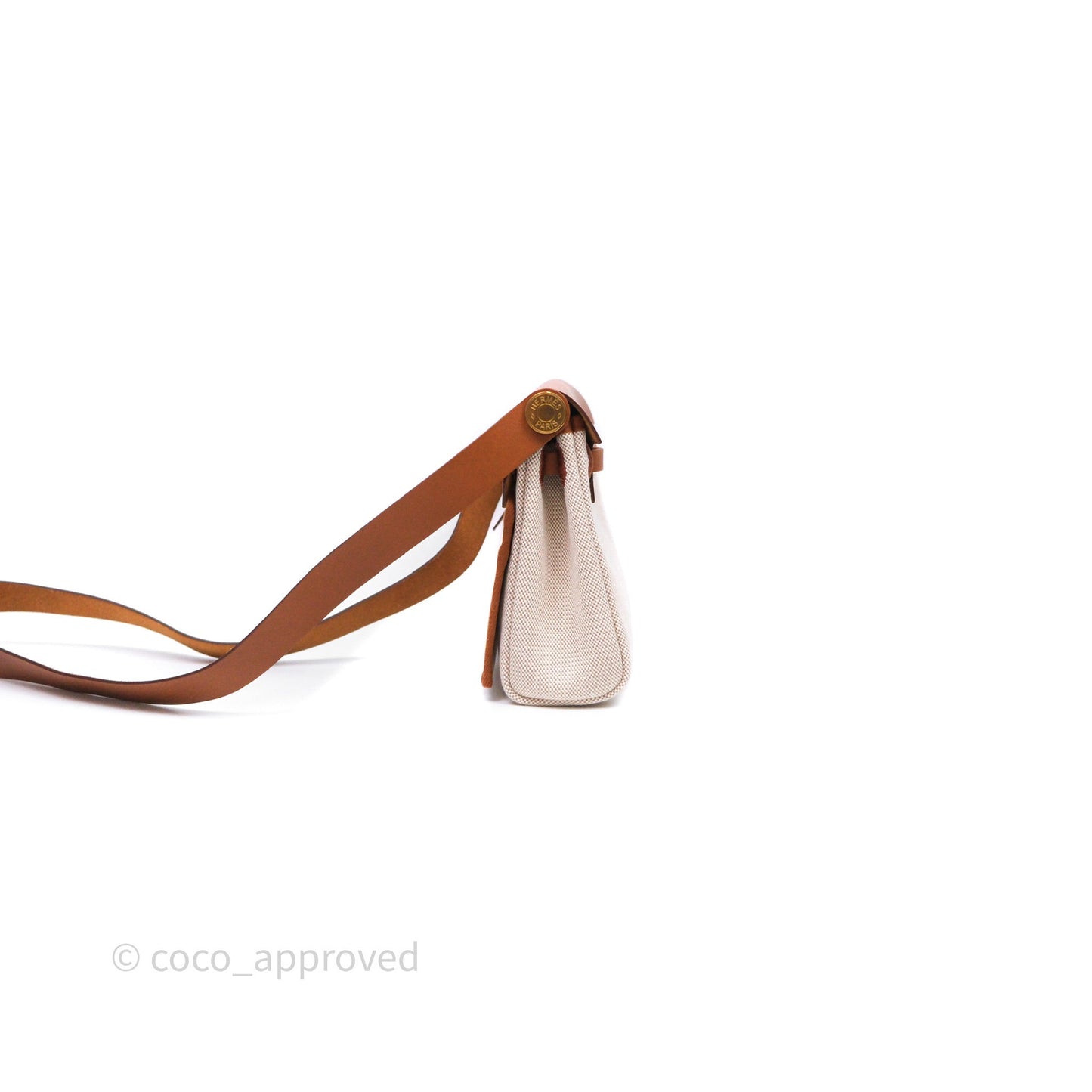 Hermes Mini Herbag 20 Ecru Beige/ Fauve 34 Gold Hardware