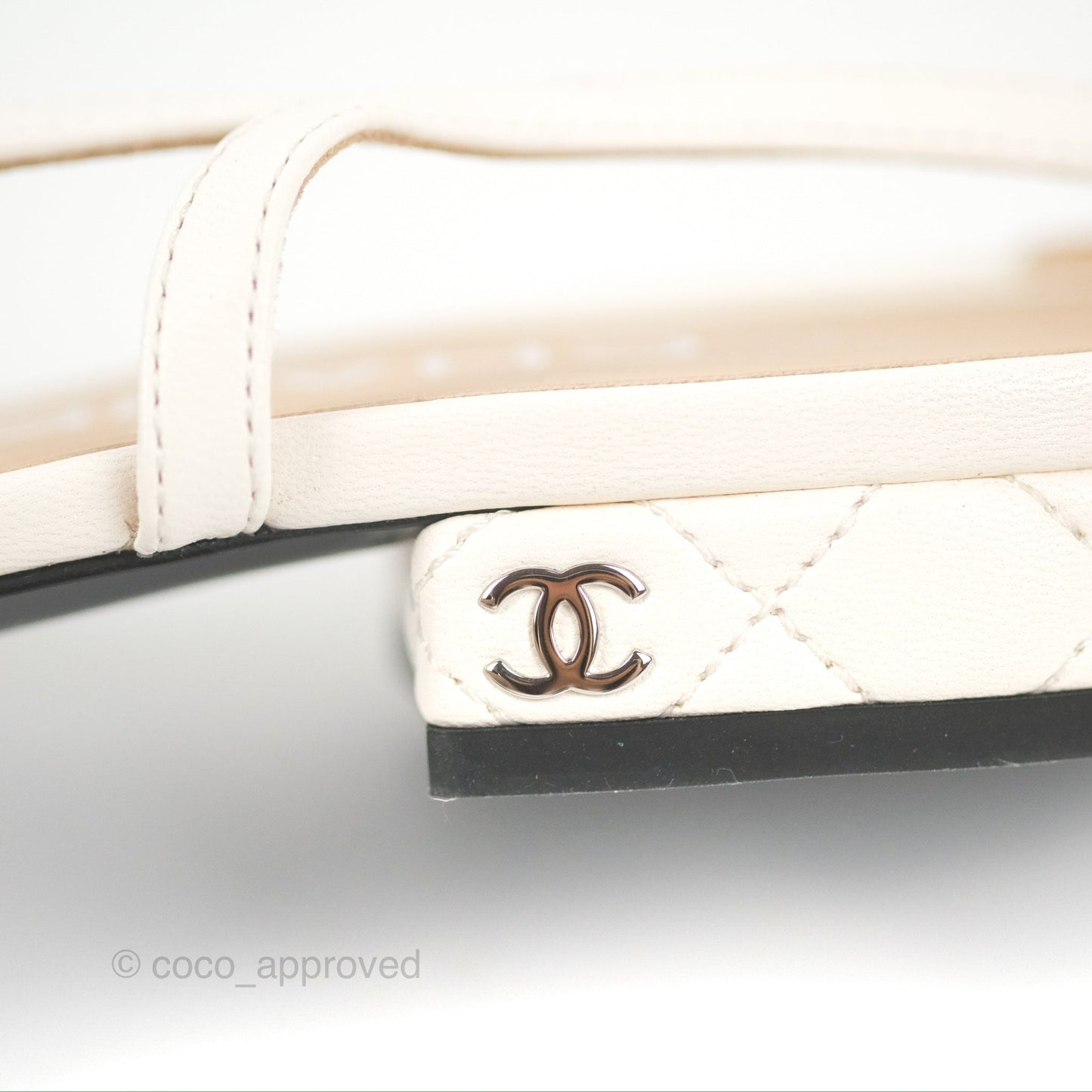 Chanel Slingback Quilted White/Black Leather Size 37