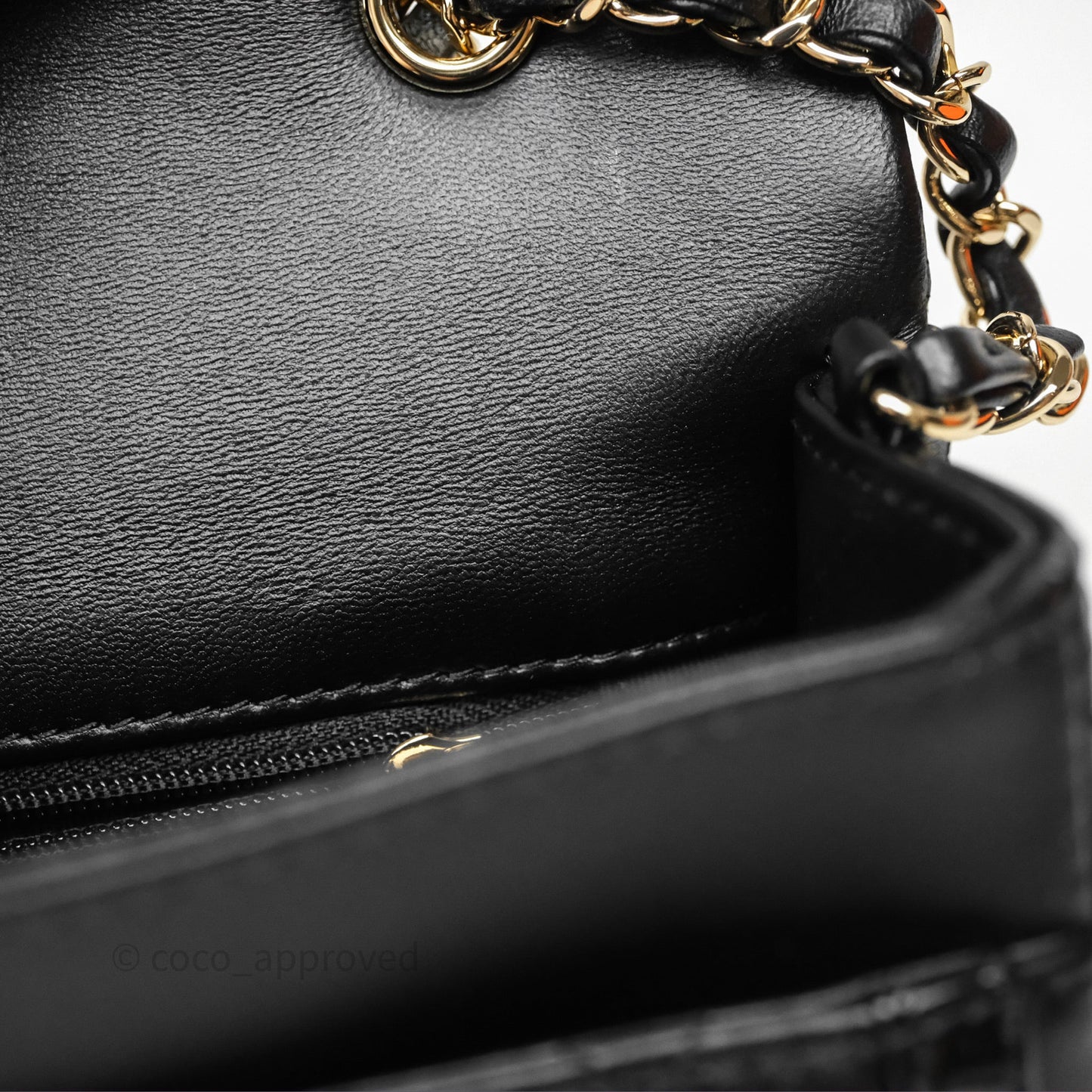 Chanel Mini Flap Bag Black Lambskin/Patent Gold Hardware