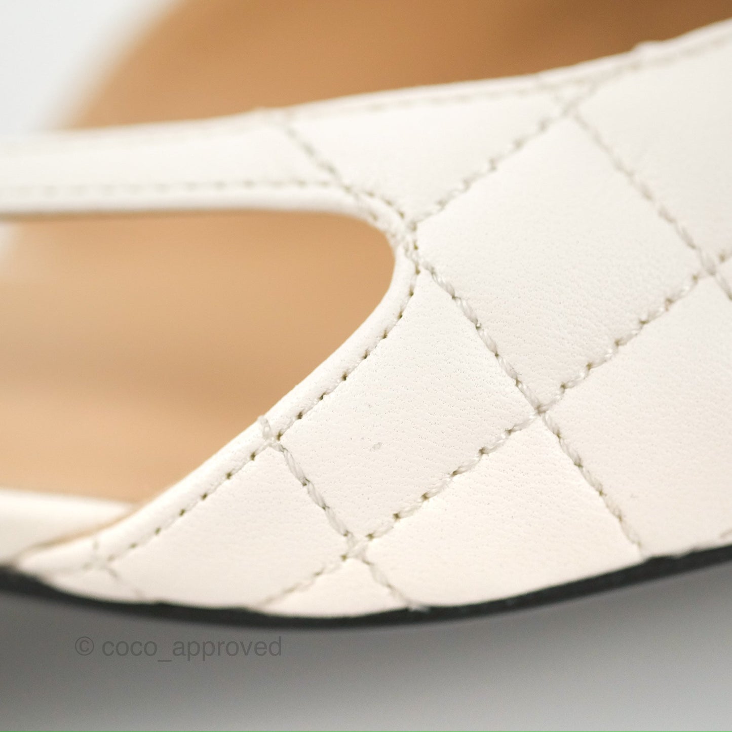 Chanel Slingback Quilted White/Black Leather Size 37
