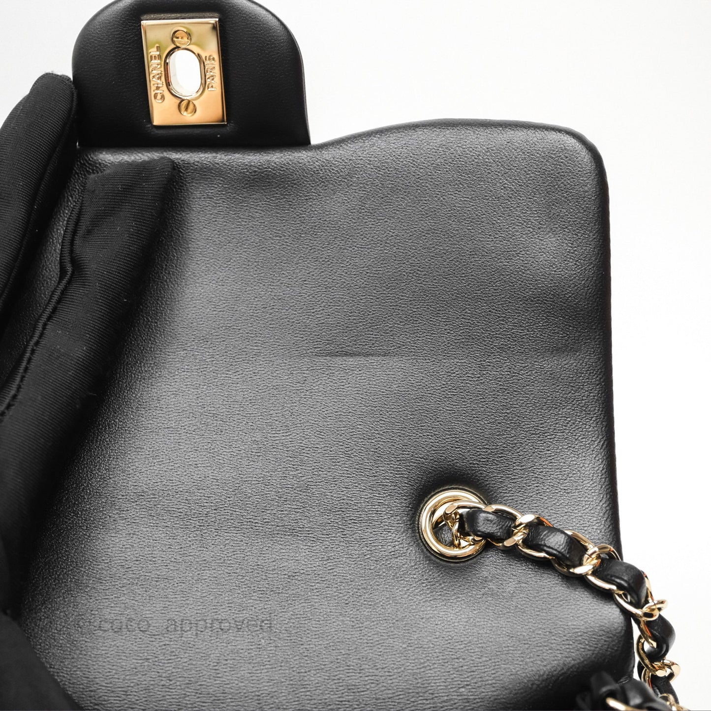 Chanel Mini Flap Bag Black Lambskin/Patent Gold Hardware