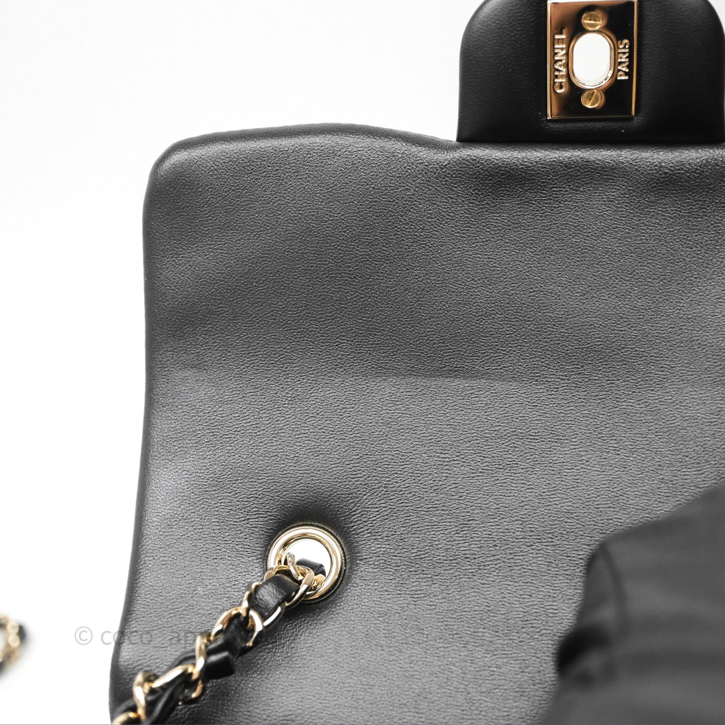 Chanel Mini Flap Bag Black Lambskin/Patent Gold Hardware