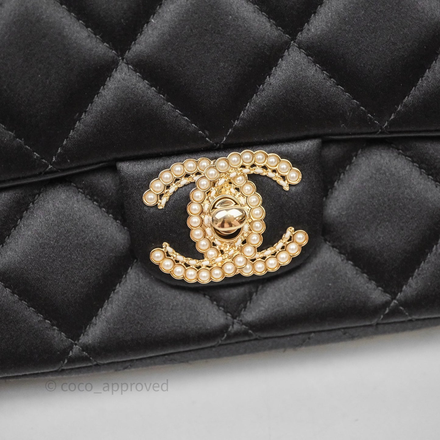 Chanel Pearl CC Clutch with Chain Black Velvet Gold Hardware