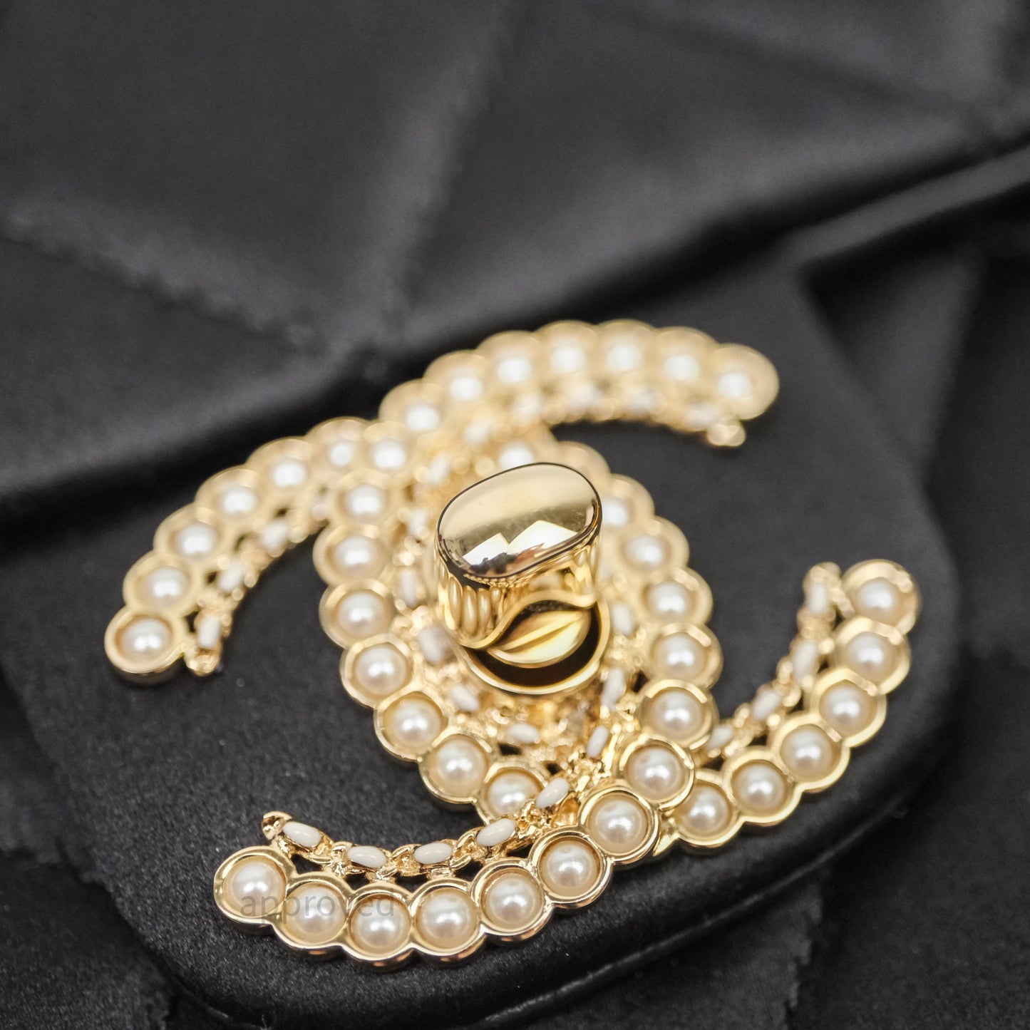 Chanel Pearl CC Clutch with Chain Black Velvet Gold Hardware