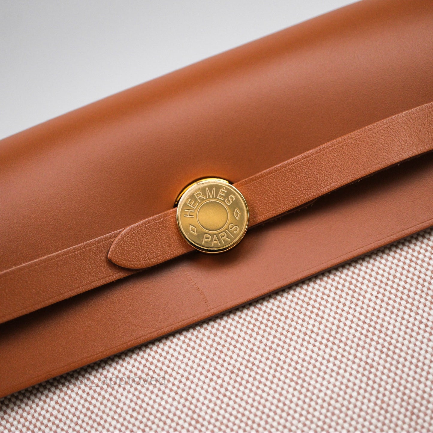 Hermes Mini Herbag 20 Ecru Beige/ Fauve 34 Gold Hardware
