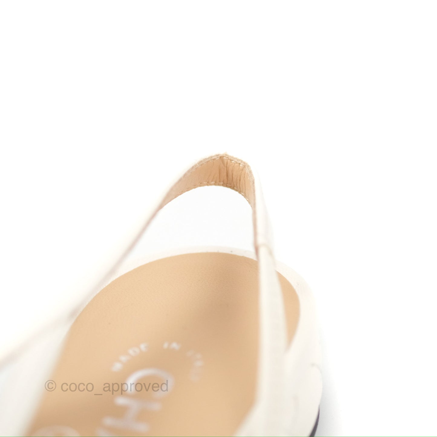 Chanel Slingback Quilted White/Black Leather Size 37