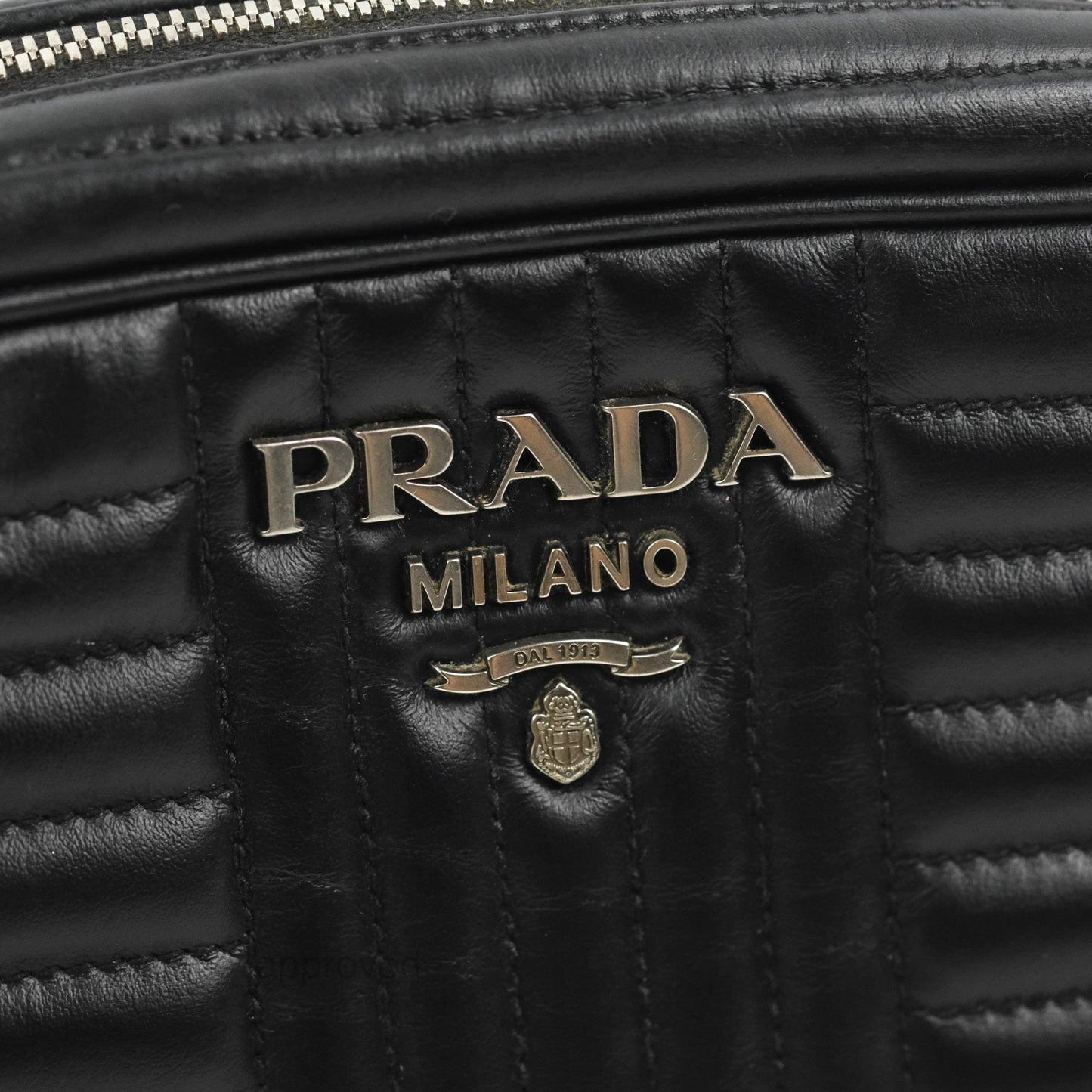 Prada Diagramme Shoulder Bag Black Calfskin