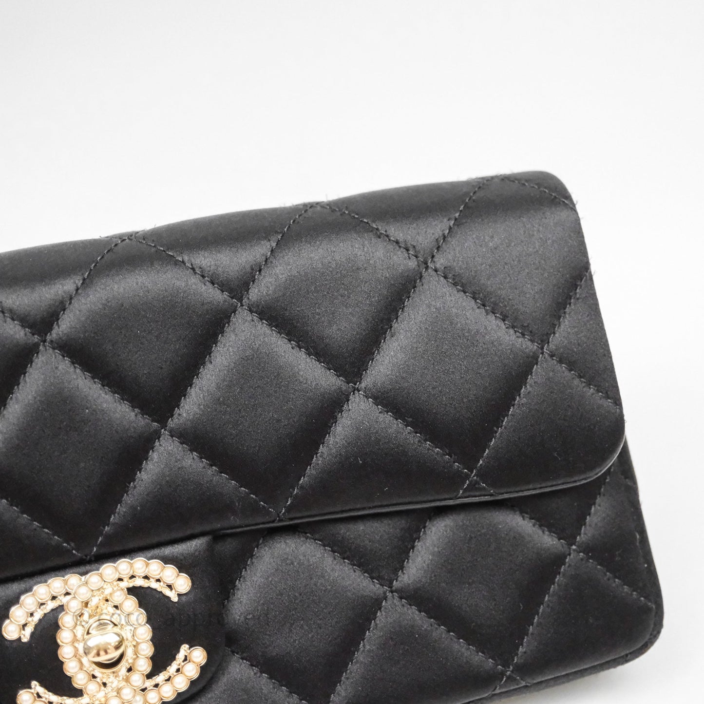Chanel Pearl CC Clutch with Chain Black Velvet Gold Hardware