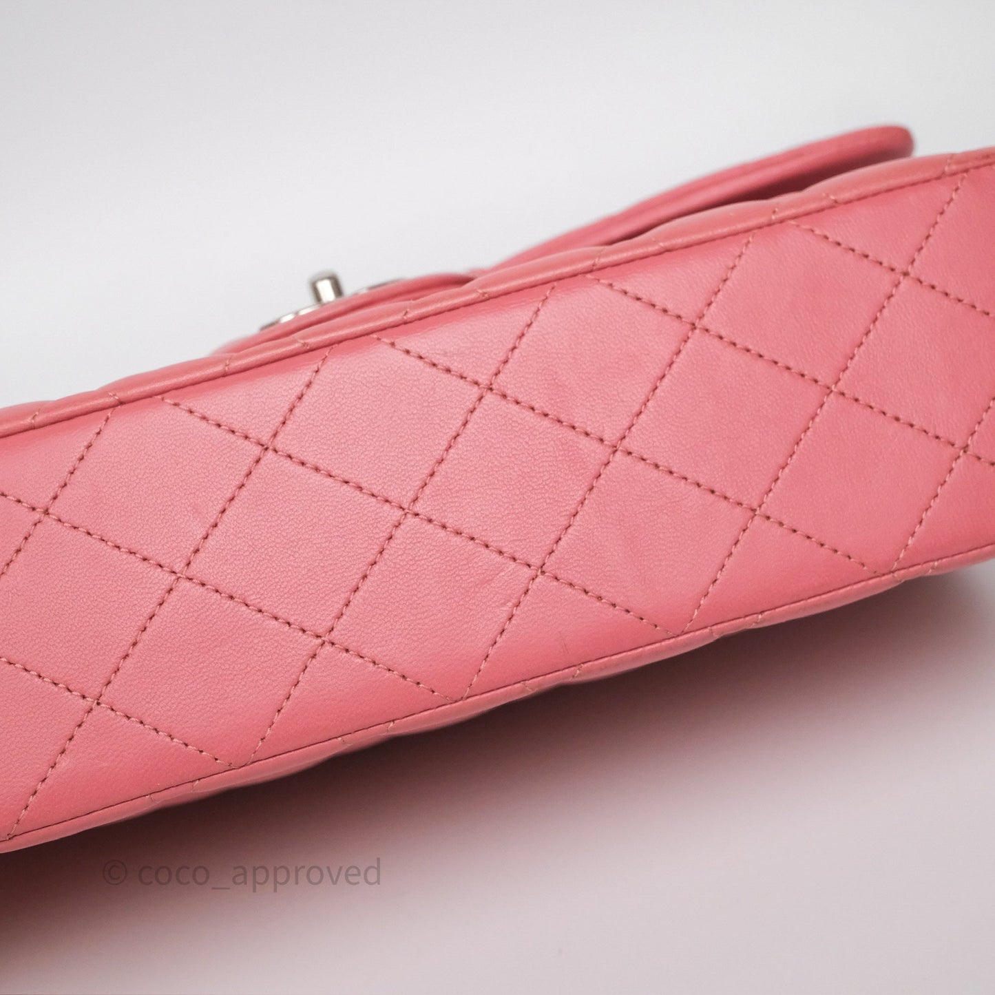 Chanel Classic M/L Medium Flap Quilted Pink Lambskin Silver Hardware