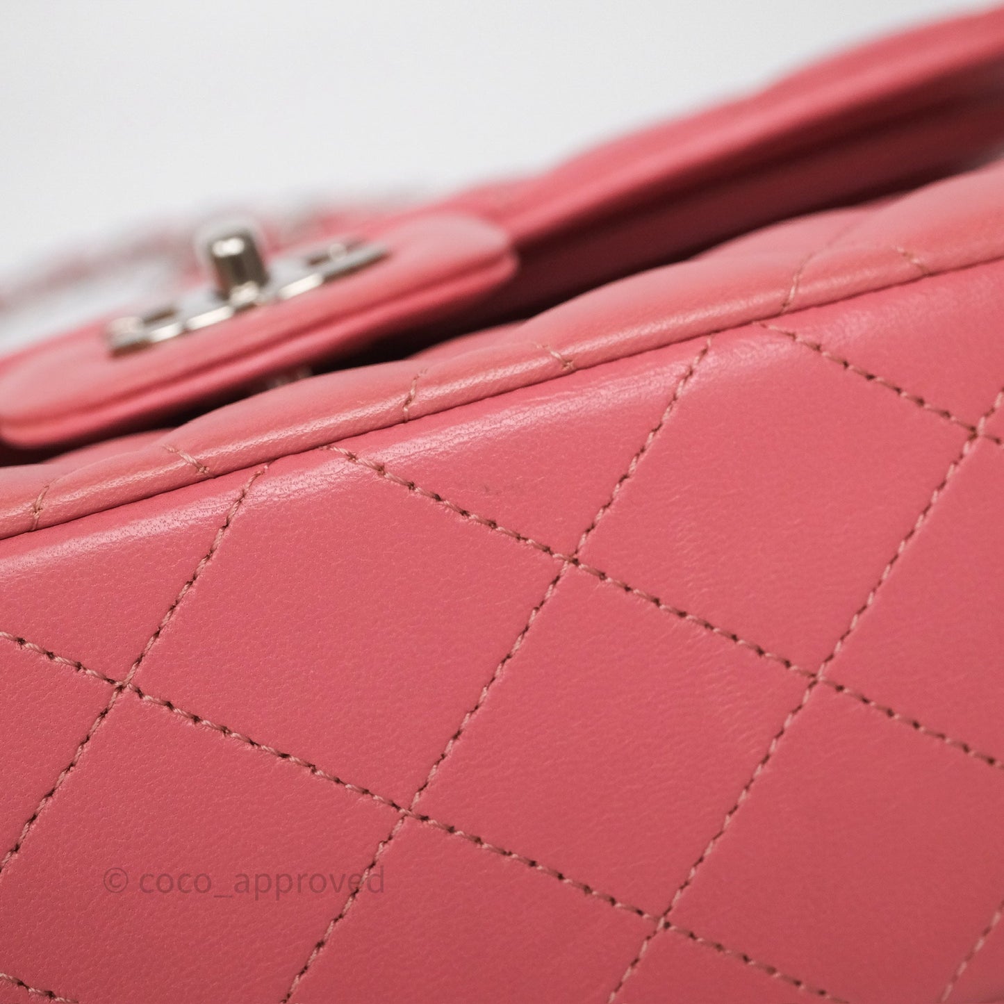 Chanel Classic M/L Medium Flap Quilted Pink Lambskin Silver Hardware