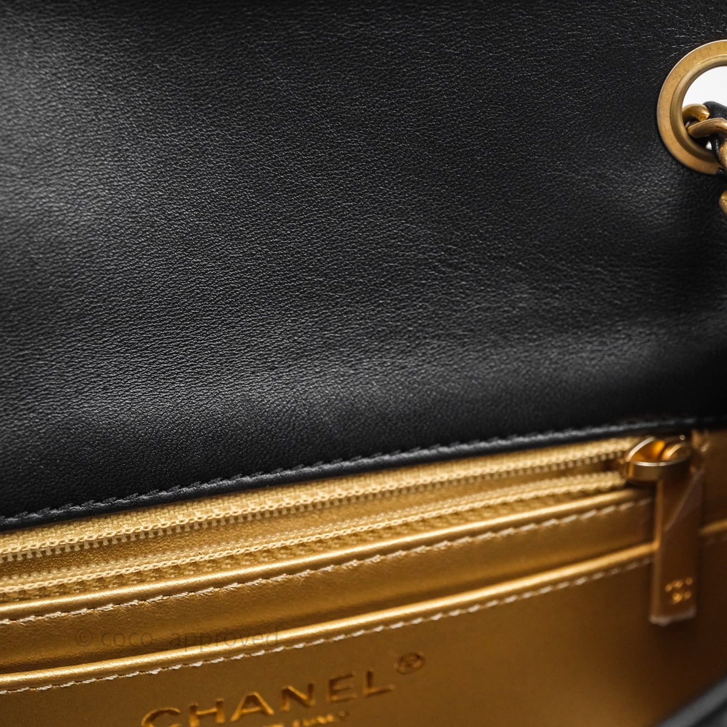 Chanel Pearl Crush Mini Square Quilted Black Lambskin Aged Gold Hardware