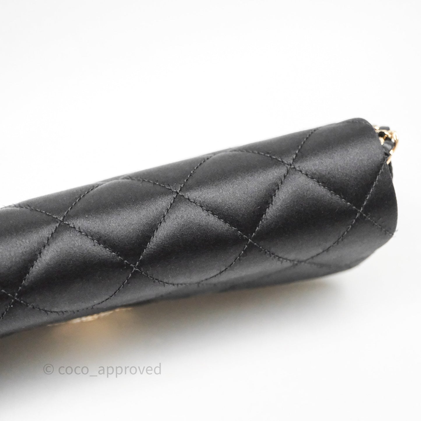 Chanel Pearl CC Clutch with Chain Black Velvet Gold Hardware