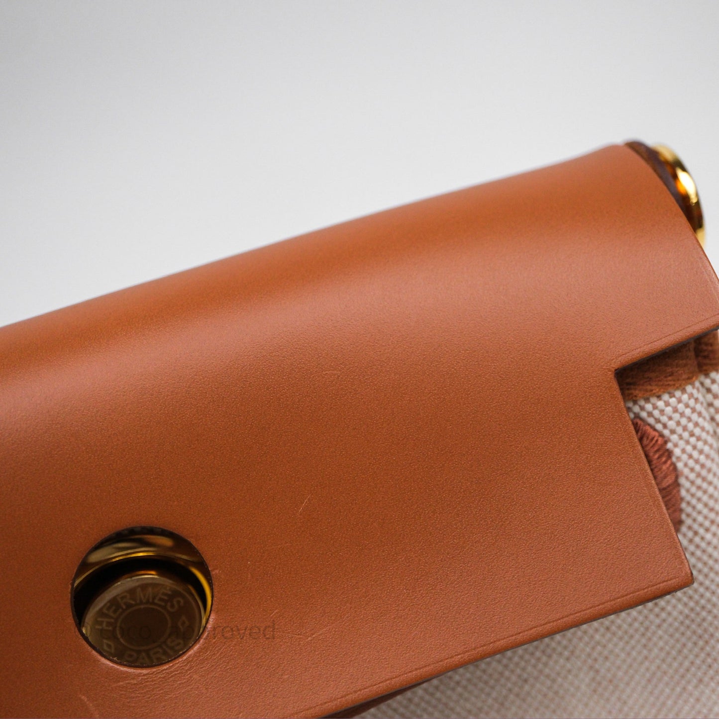 Hermes Mini Herbag 20 Ecru Beige/ Fauve 34 Gold Hardware