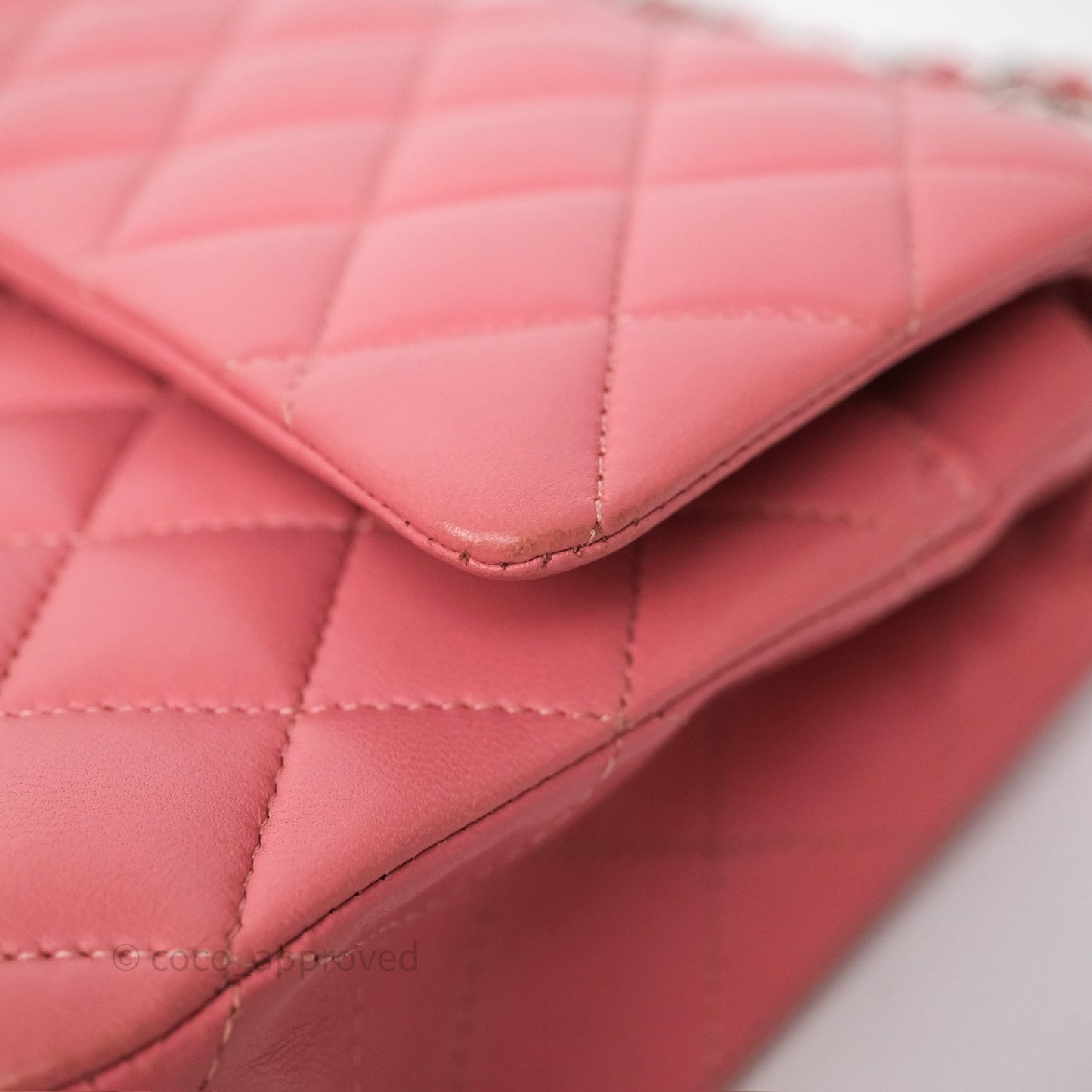 Chanel Classic M/L Medium Flap Quilted Pink Lambskin Silver Hardware