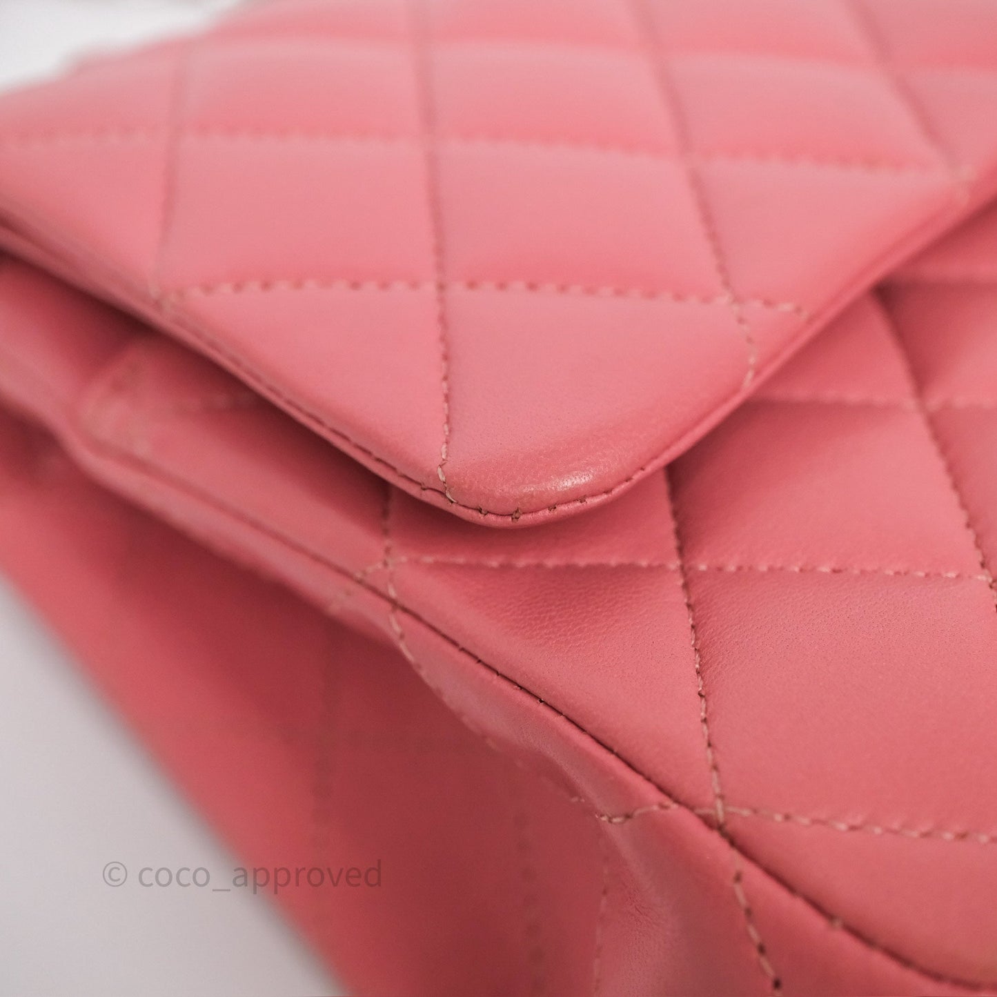 Chanel Classic M/L Medium Flap Quilted Pink Lambskin Silver Hardware