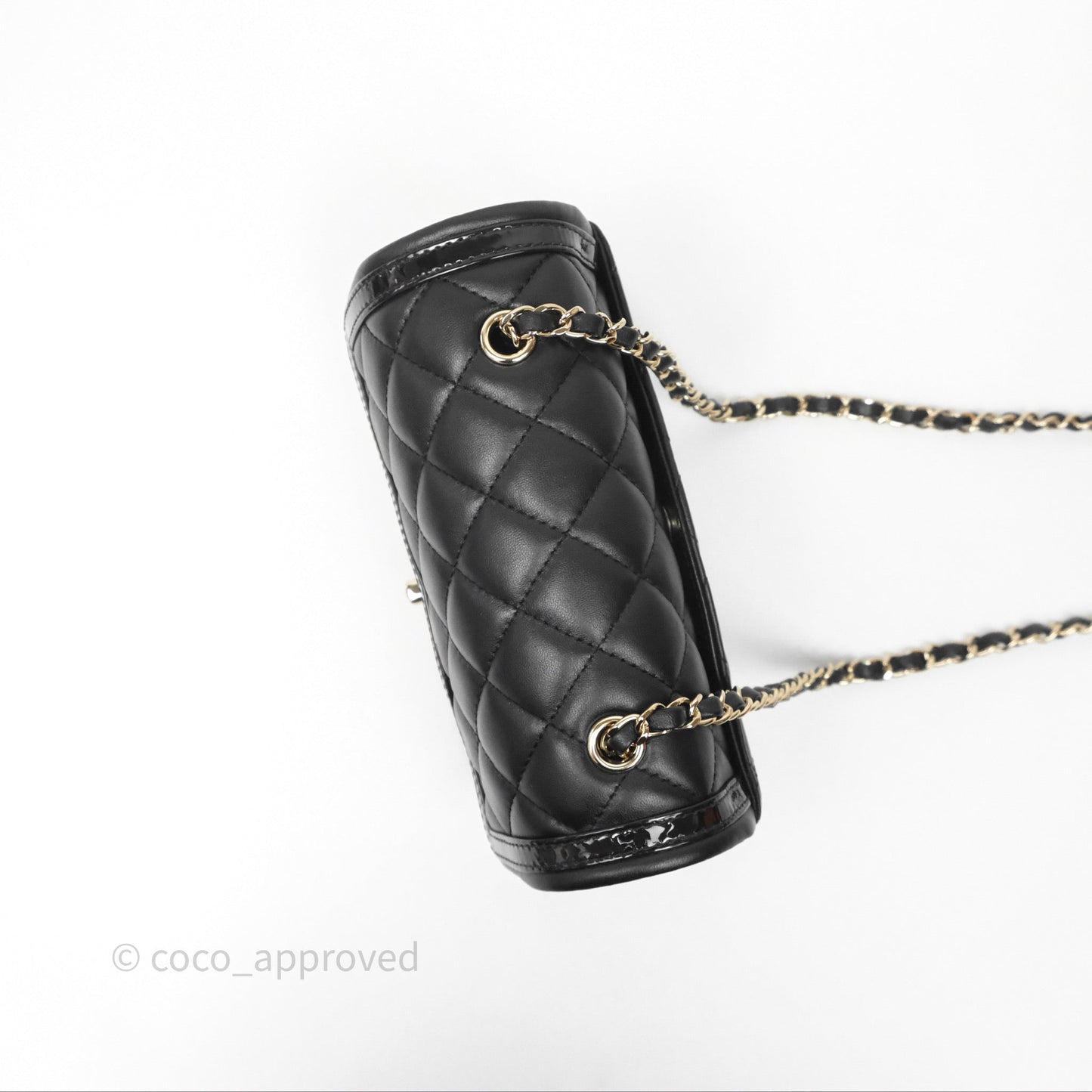 Chanel Mini Flap Bag Black Lambskin/Patent Gold Hardware