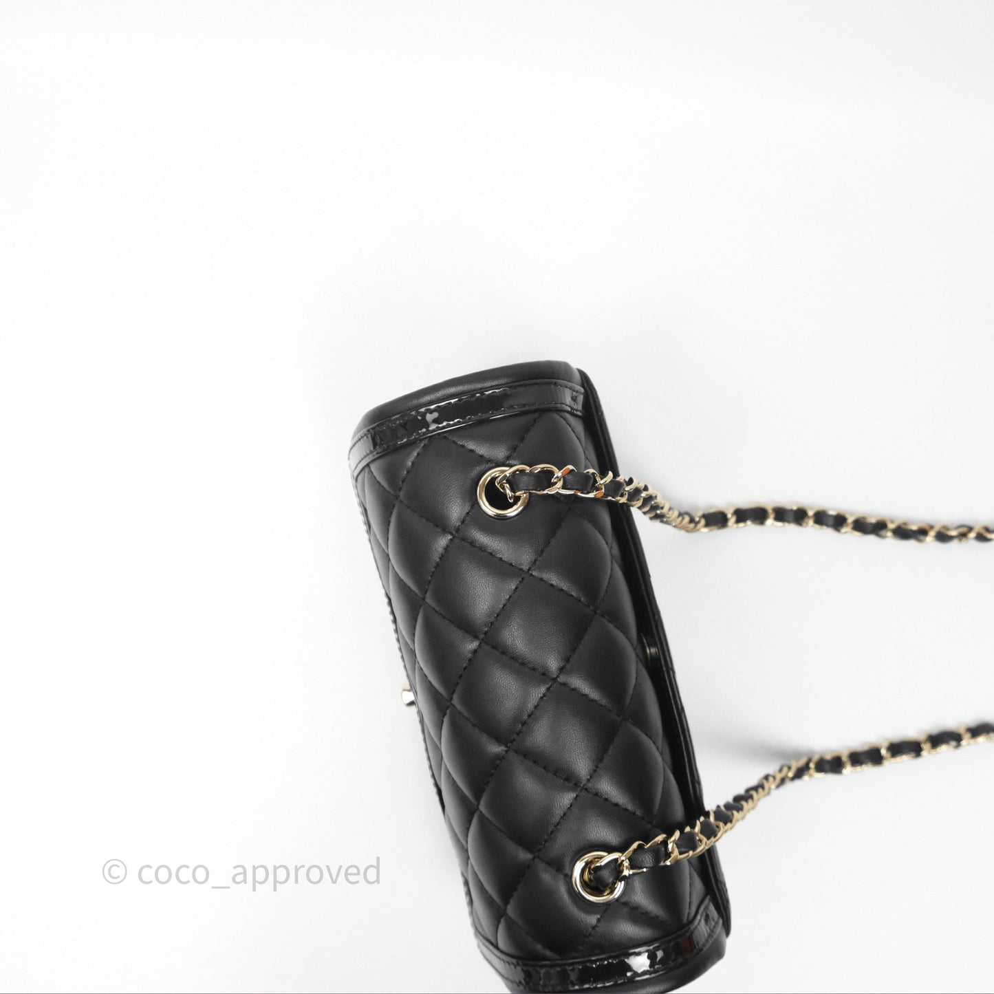 Chanel Mini Flap Bag Black Lambskin/Patent Gold Hardware