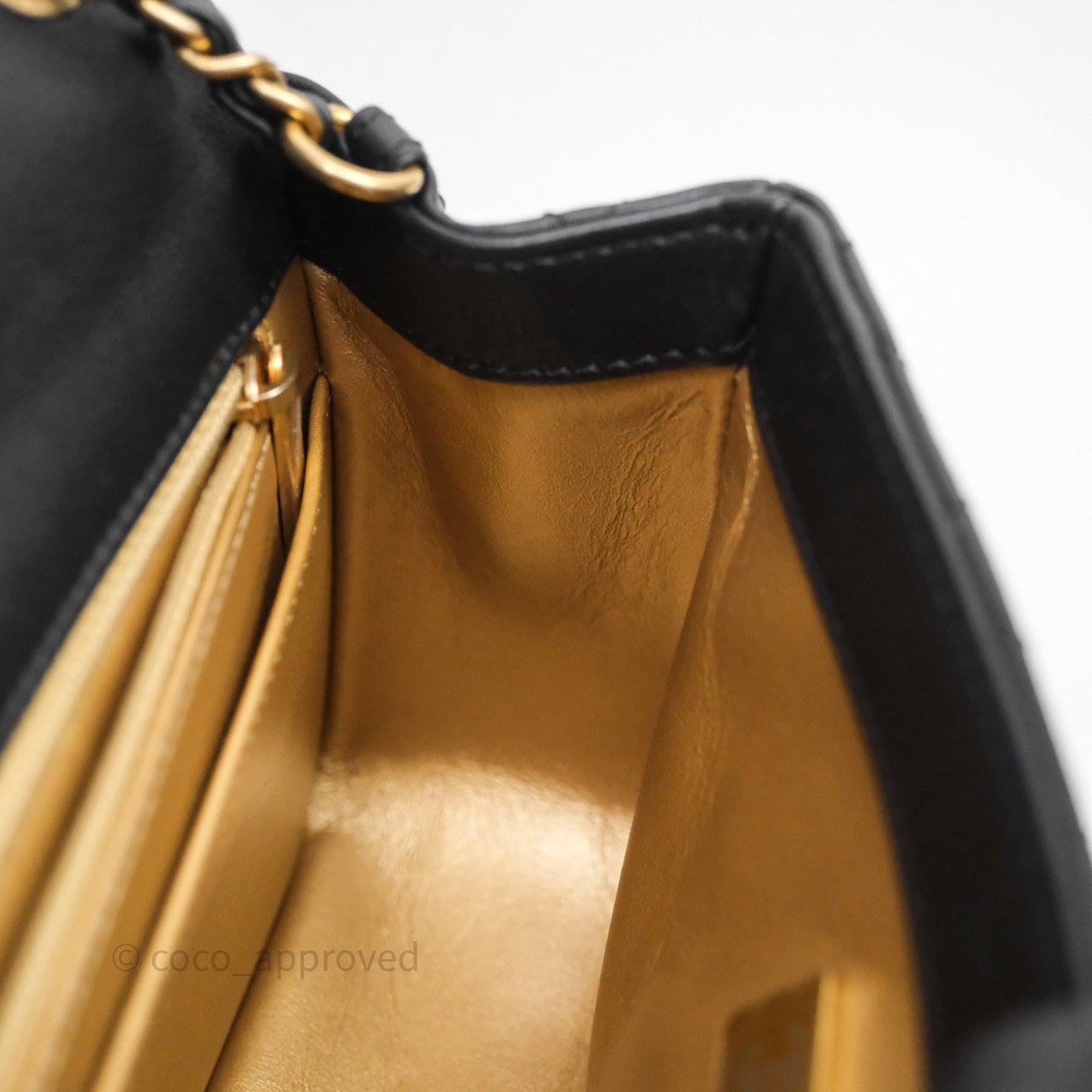 Chanel Pearl Crush Mini Square Quilted Black Lambskin Aged Gold Hardware