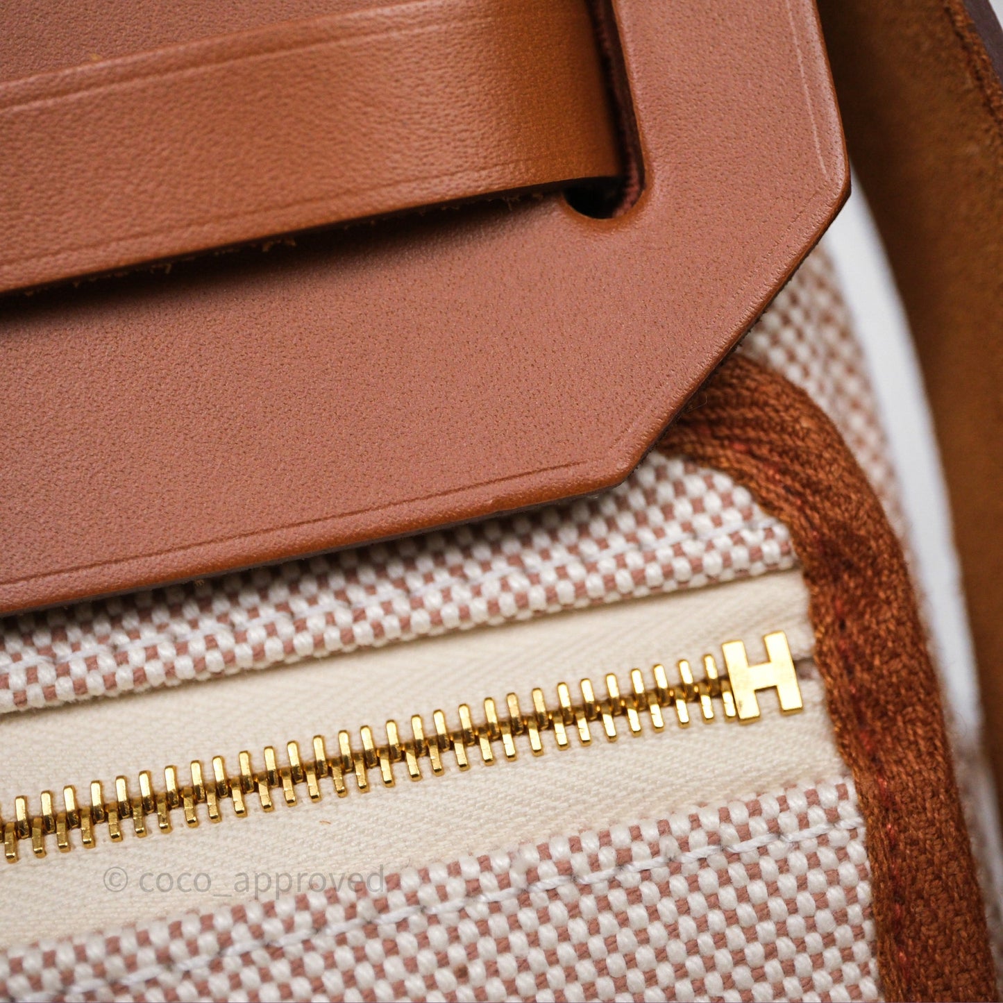 Hermes Mini Herbag 20 Ecru Beige/ Fauve 34 Gold Hardware