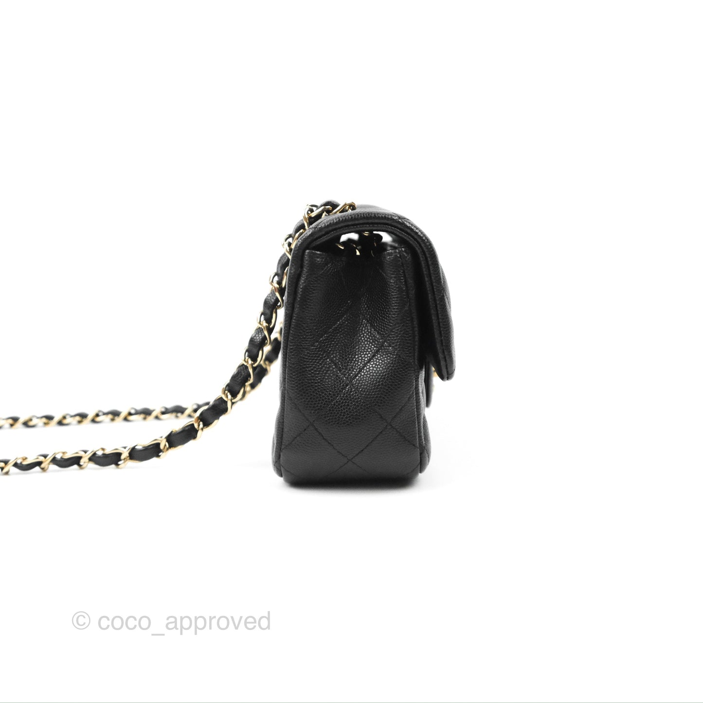 Chanel Quilted Mini Rectangular Flap Black Caviar Gold Hardware
