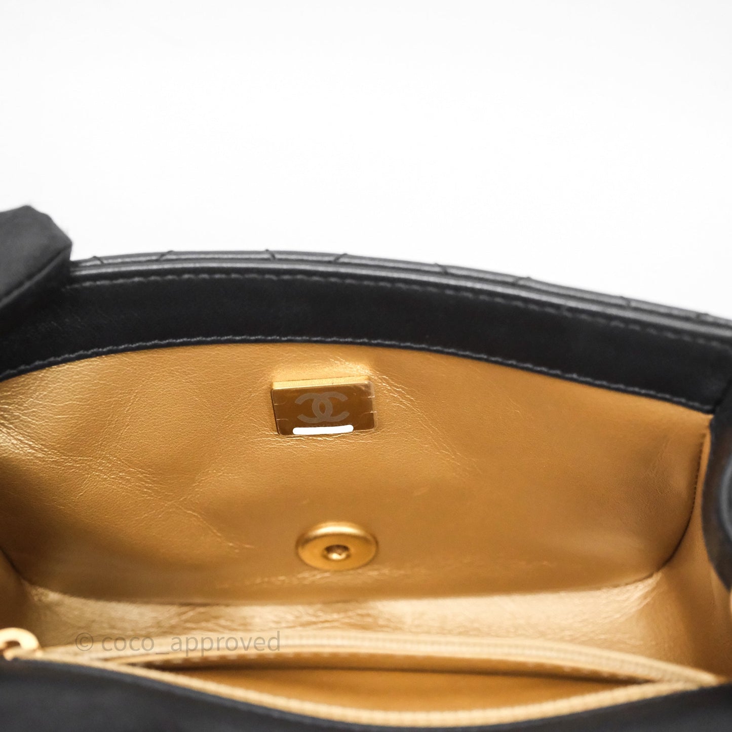 Chanel Pearl Crush Mini Square Quilted Black Lambskin Aged Gold Hardware