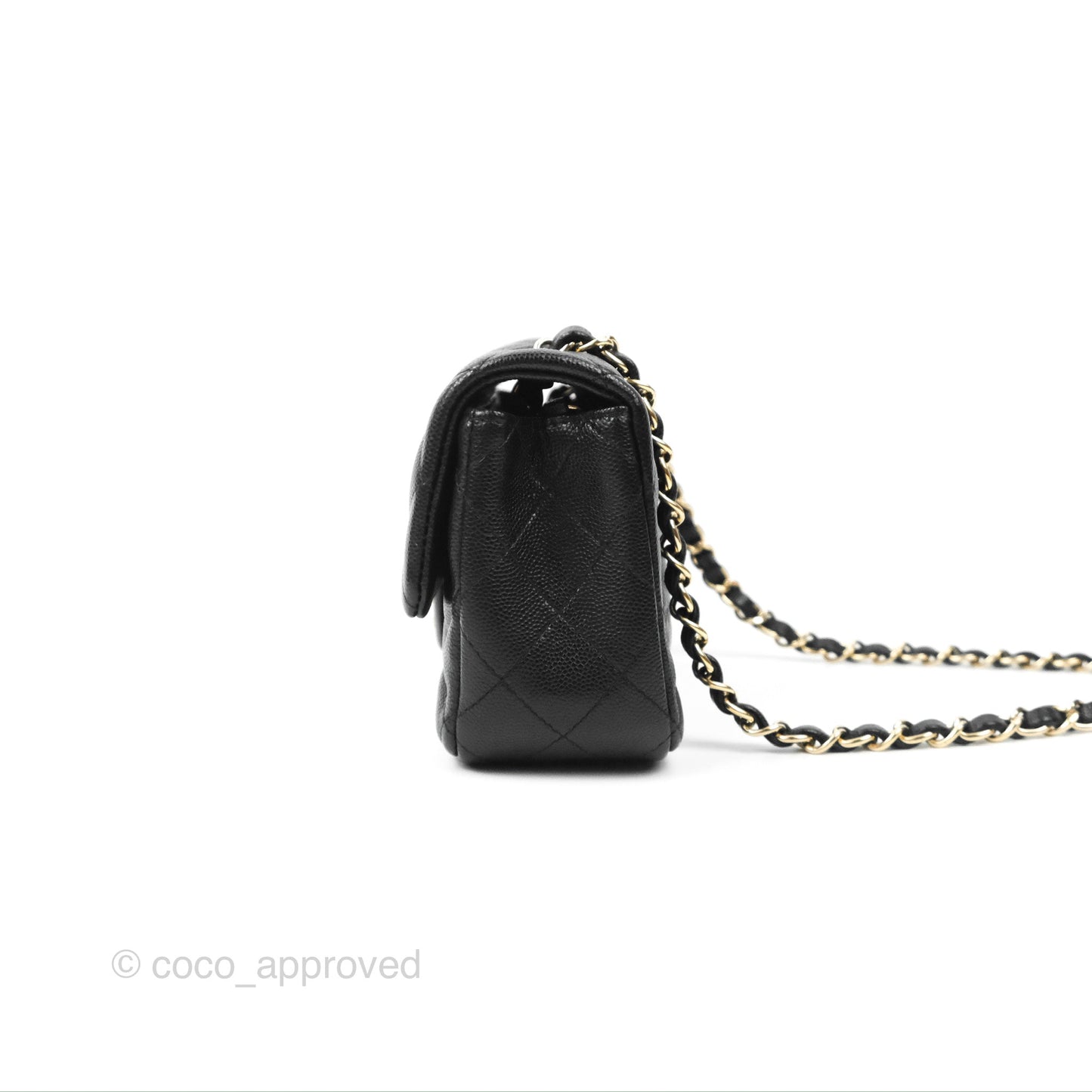 Chanel Quilted Mini Rectangular Flap Black Caviar Gold Hardware