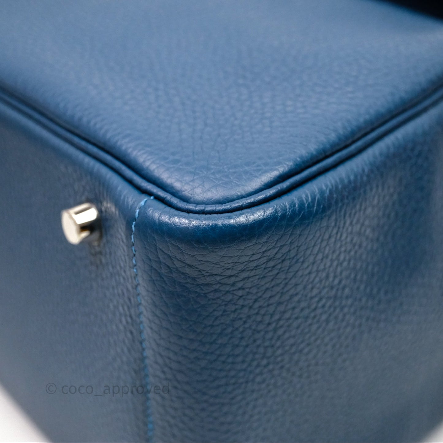 Hermès Lindy 30 Bleu Colvert 1P Clemence Palladium Hardware