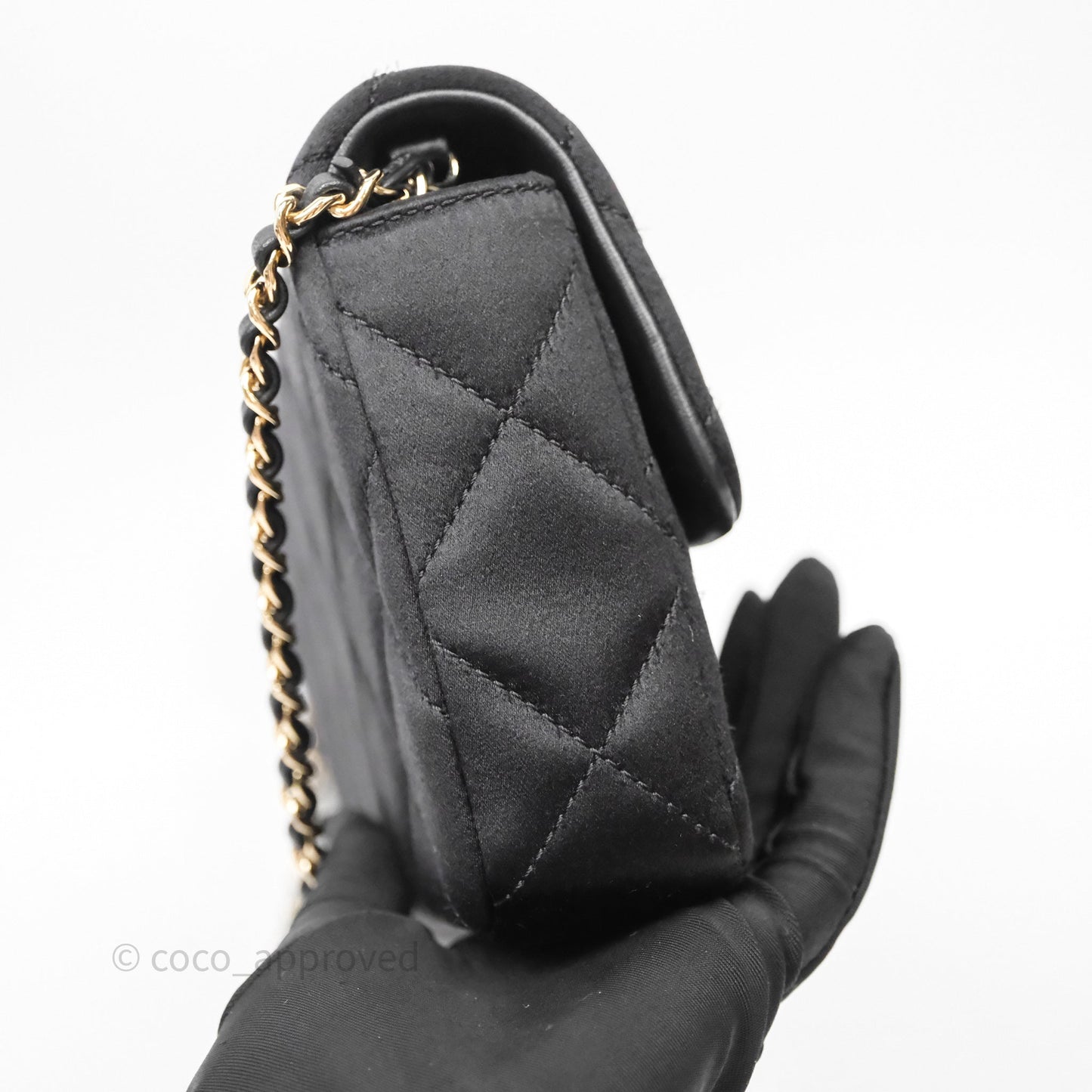 Chanel Pearl CC Clutch with Chain Black Velvet Gold Hardware