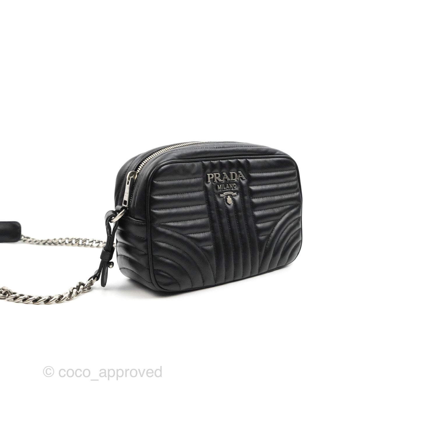 Prada Diagramme Shoulder Bag Black Calfskin