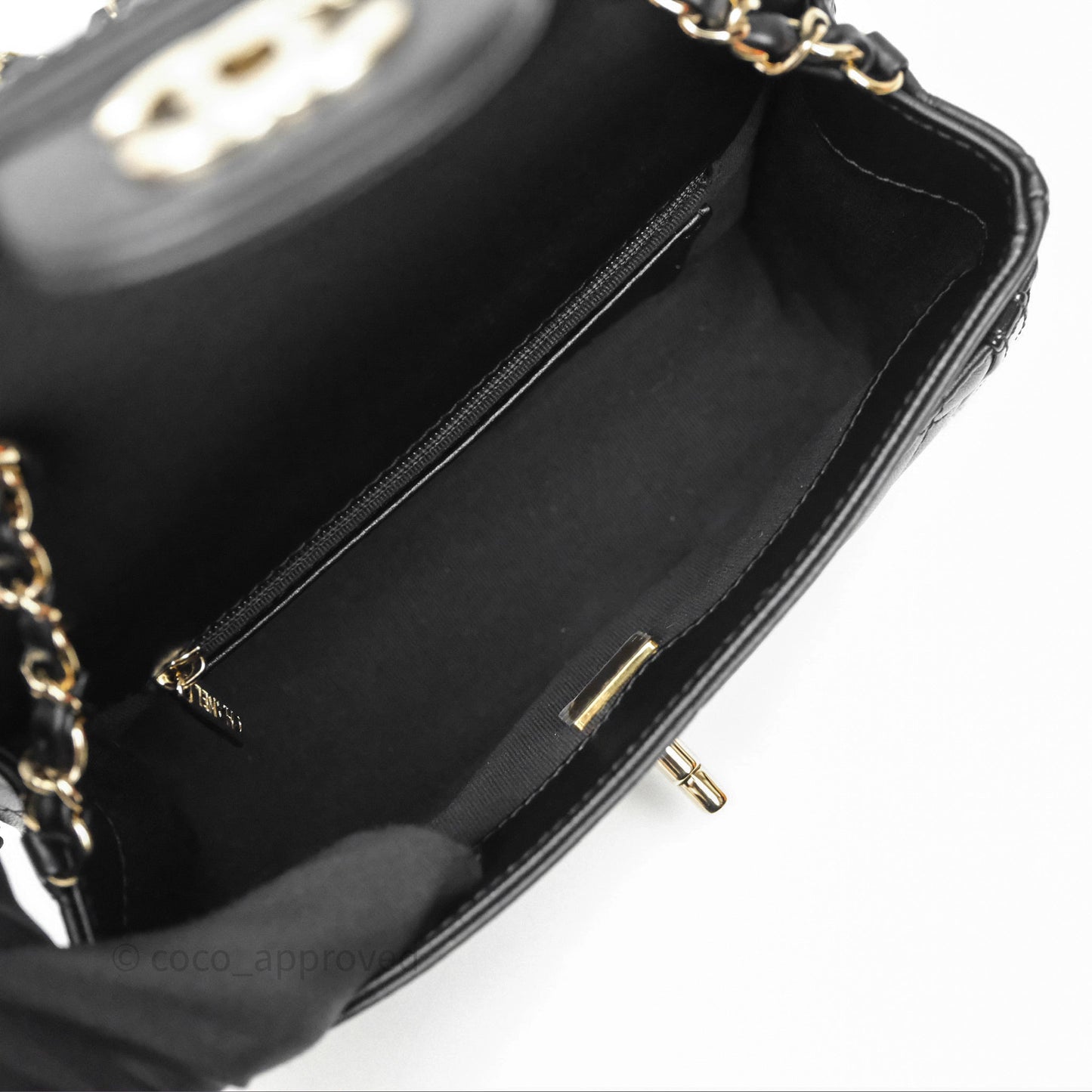 Chanel Mini Flap Bag Black Lambskin/Patent Gold Hardware