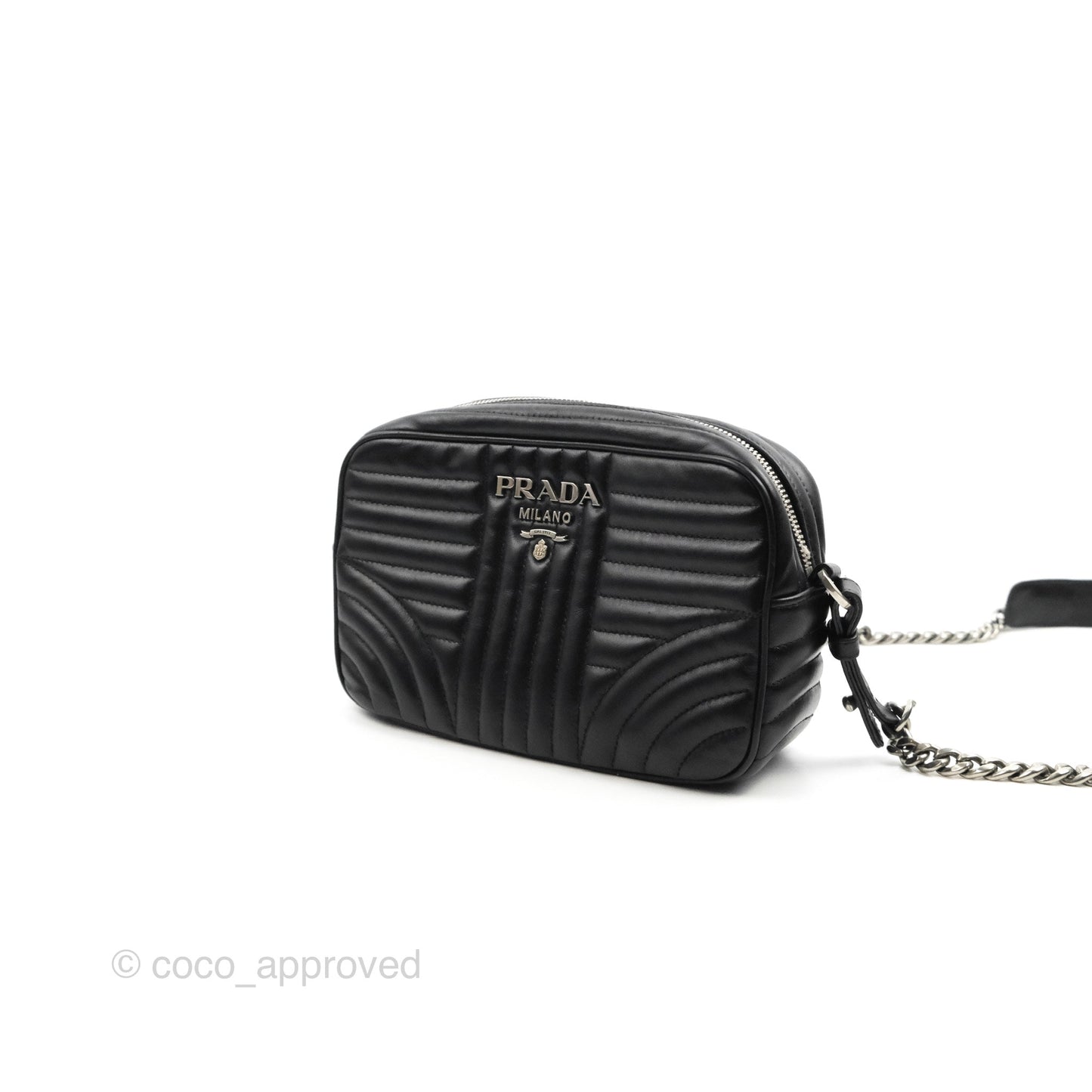 Prada Diagramme Shoulder Bag Black Calfskin