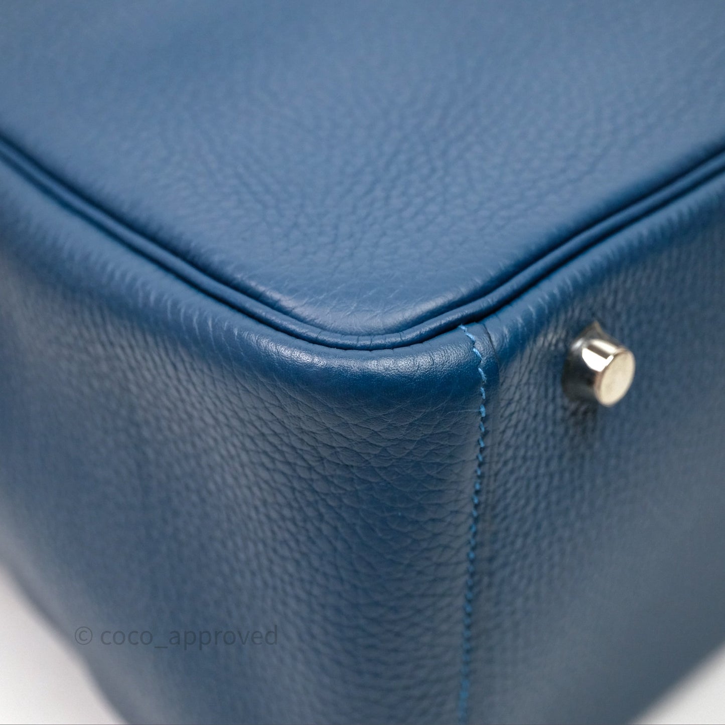 Hermès Lindy 30 Bleu Colvert 1P Clemence Palladium Hardware