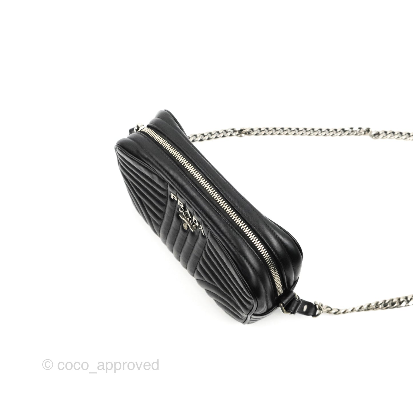 Prada Diagramme Shoulder Bag Black Calfskin