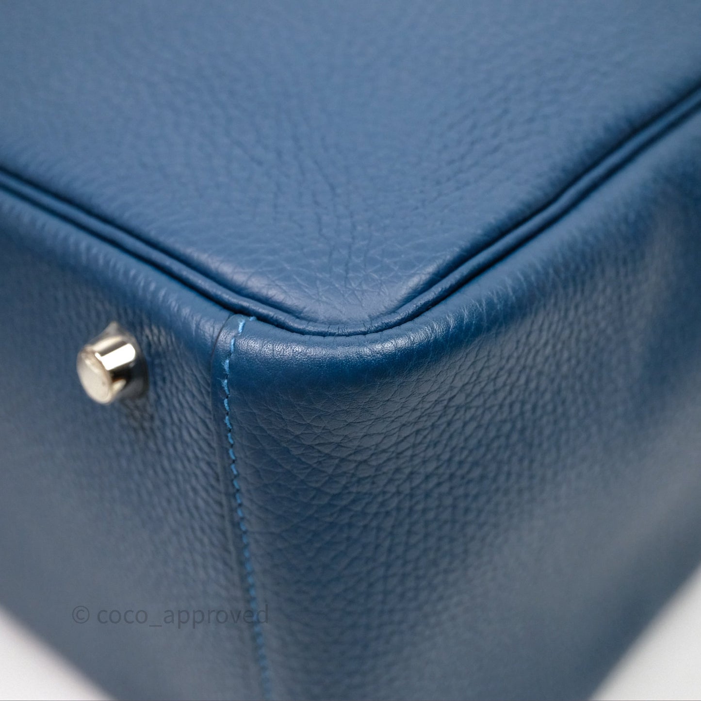 Hermès Lindy 30 Bleu Colvert 1P Clemence Palladium Hardware