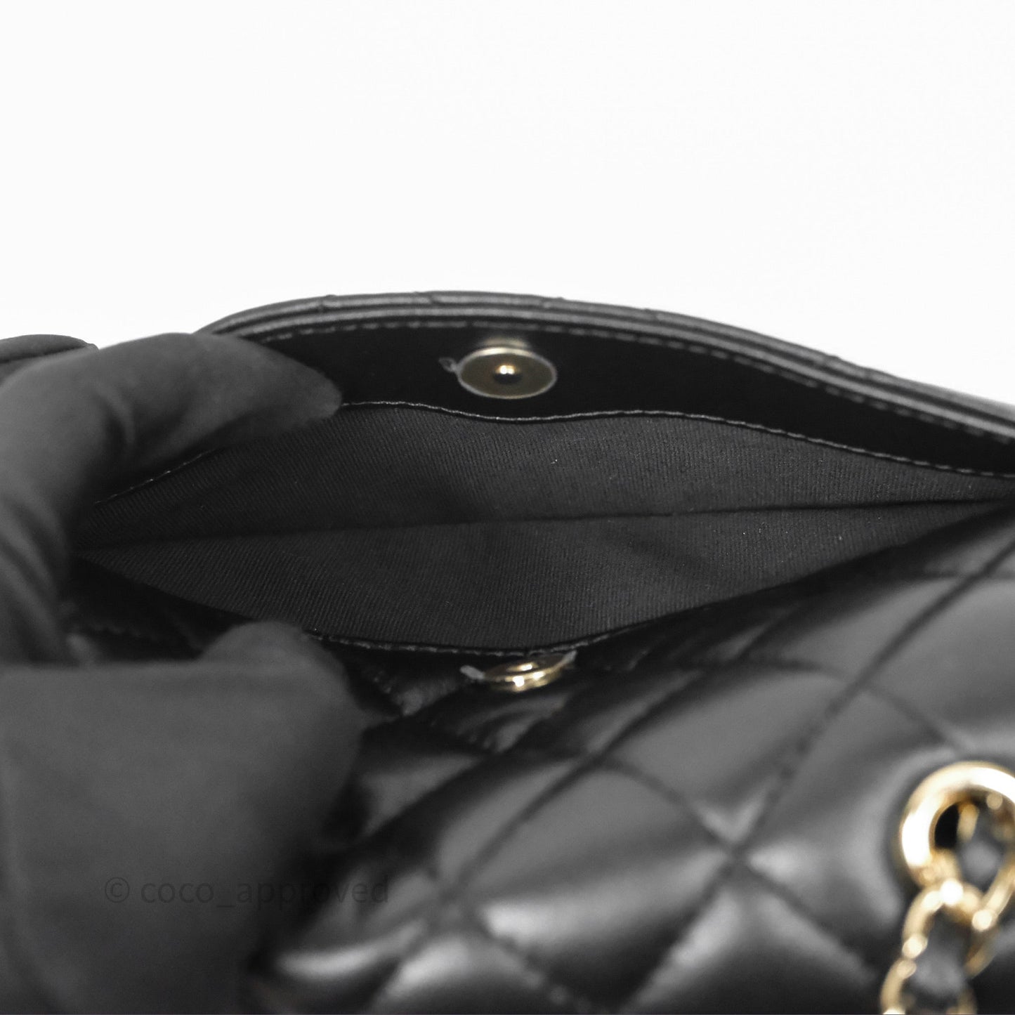 Chanel Mini Flap Bag Black Lambskin/Patent Gold Hardware