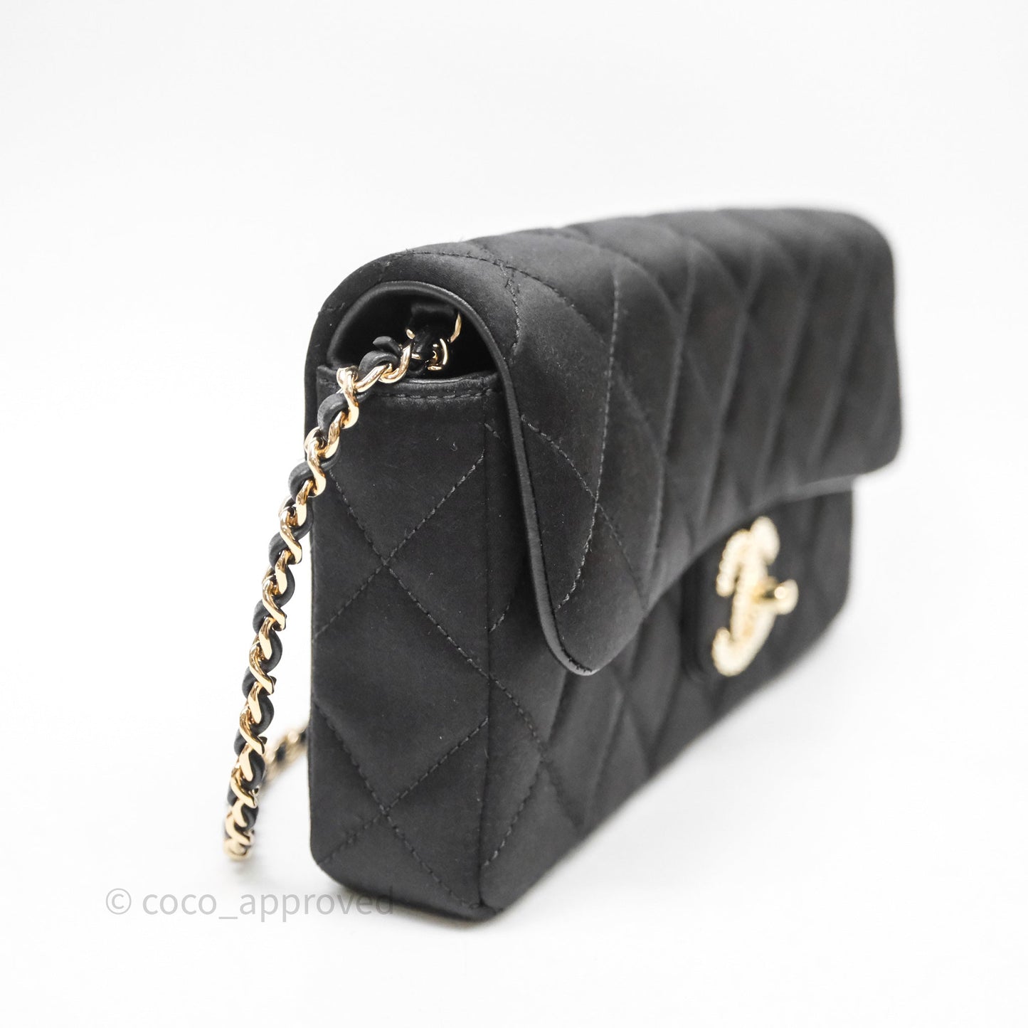 Chanel Pearl CC Clutch with Chain Black Velvet Gold Hardware