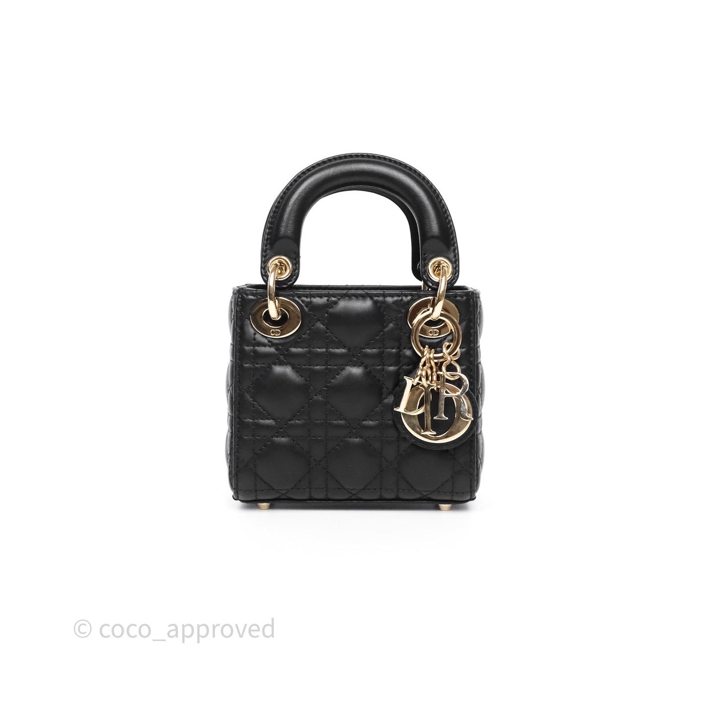 Christian Dior Micro Lady Dior Cannage Black Lambskin Gold Hardware