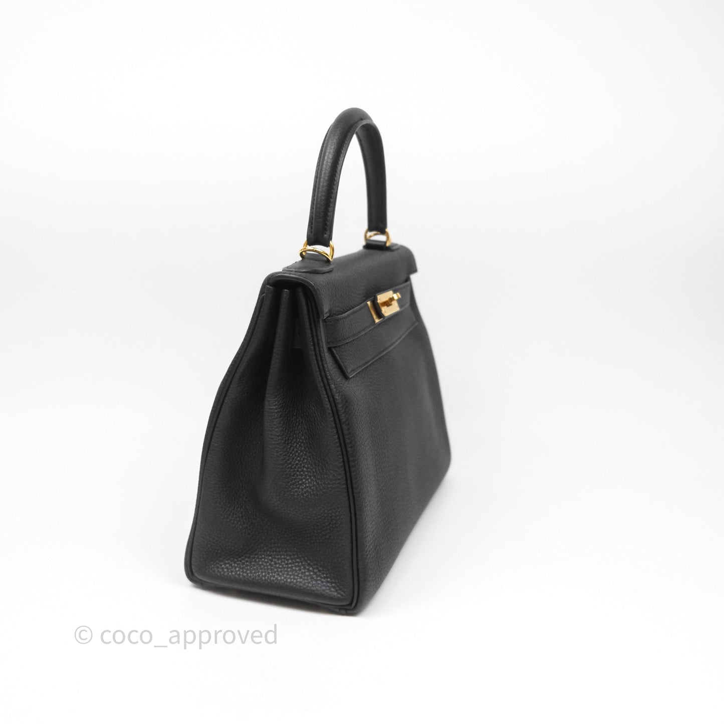 Hermès Retourne Kelly 28 Black Noir 89 Togo Gold Hardware