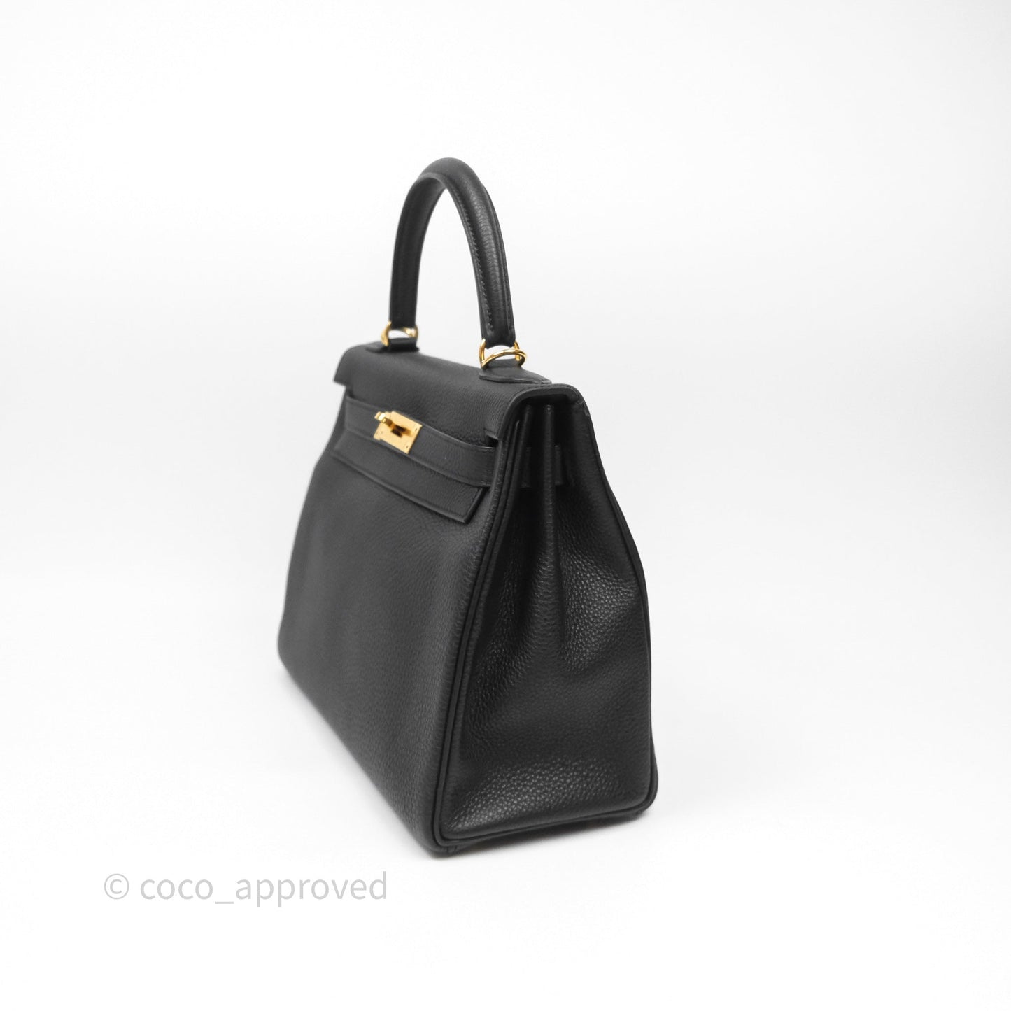 Hermès Retourne Kelly 28 Black Noir 89 Togo Gold Hardware