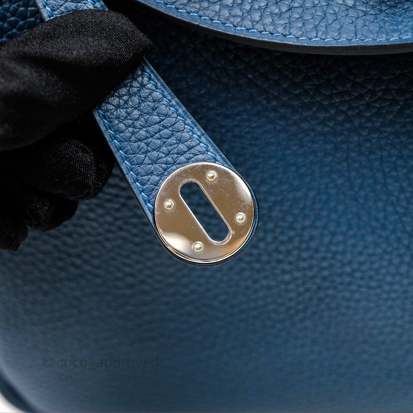 Hermès Lindy 30 Bleu Colvert 1P Clemence Palladium Hardware