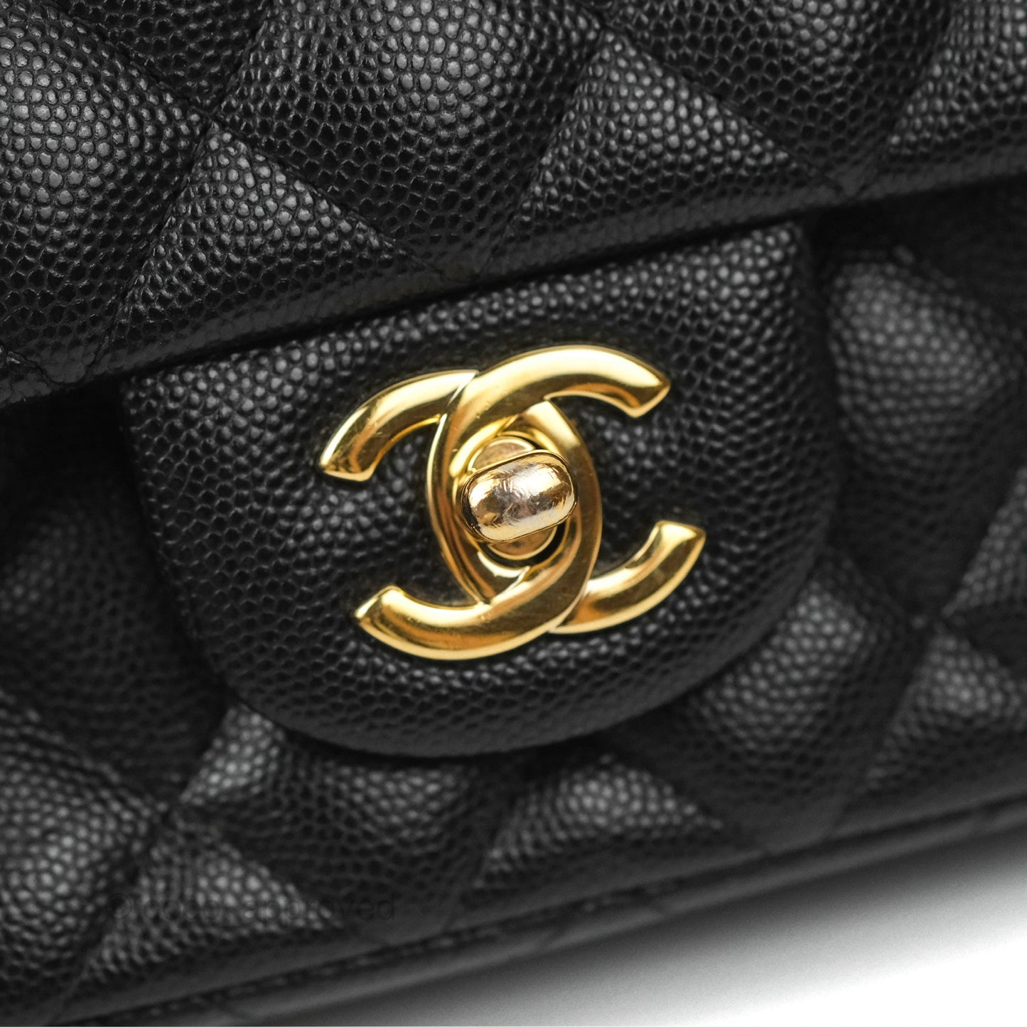 Chanel Quilted Mini Rectangular Flap Black Caviar Gold Hardware