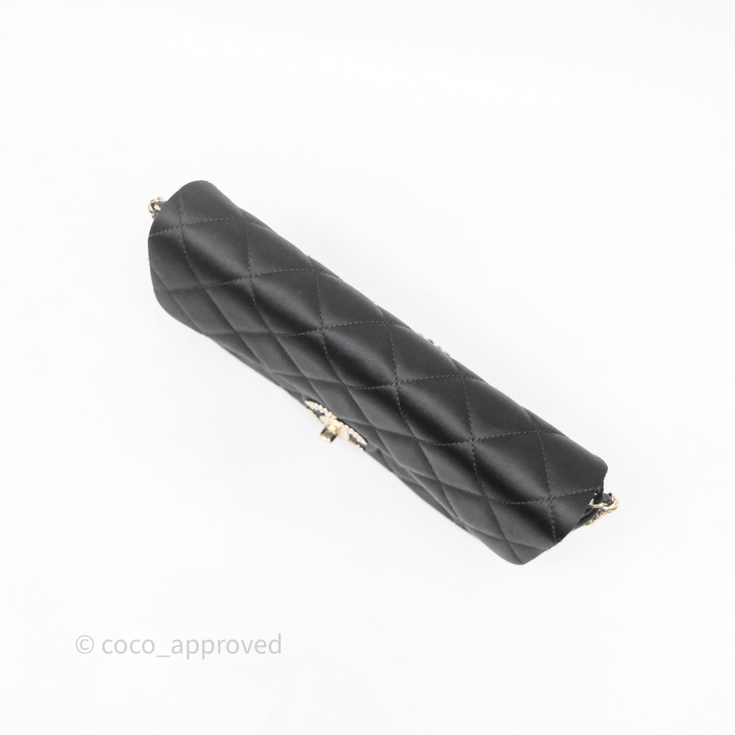 Chanel Pearl CC Clutch with Chain Black Velvet Gold Hardware