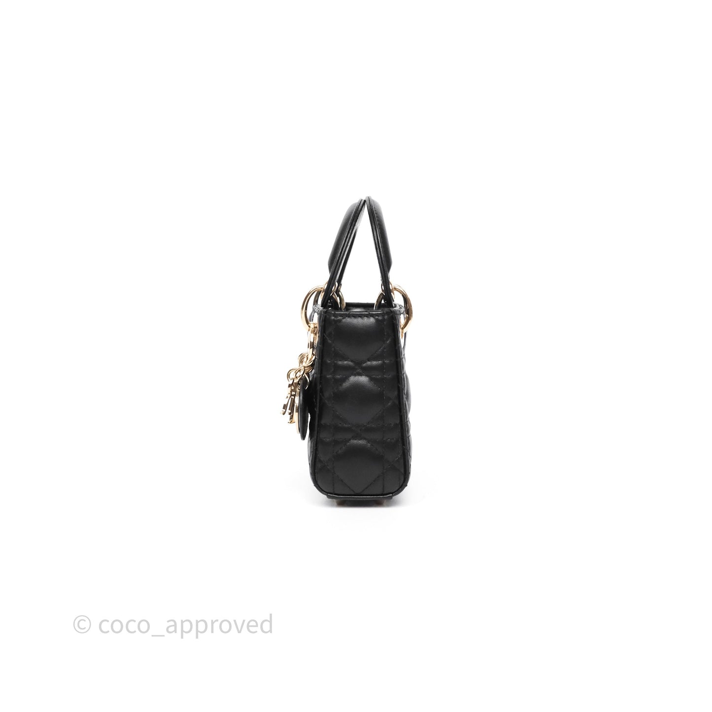Christian Dior Micro Lady Dior Cannage Black Lambskin Gold Hardware