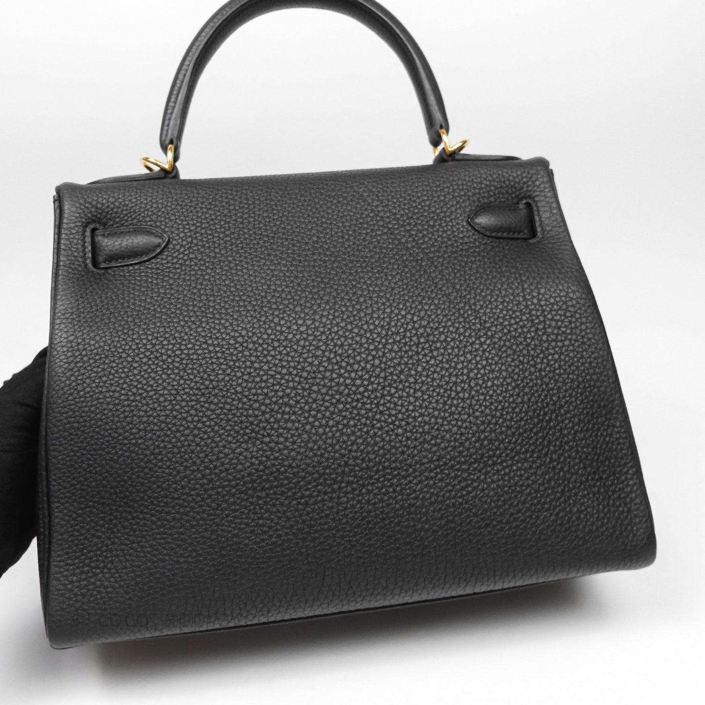 Hermès Retourne Kelly 28 Black Noir 89 Togo Gold Hardware